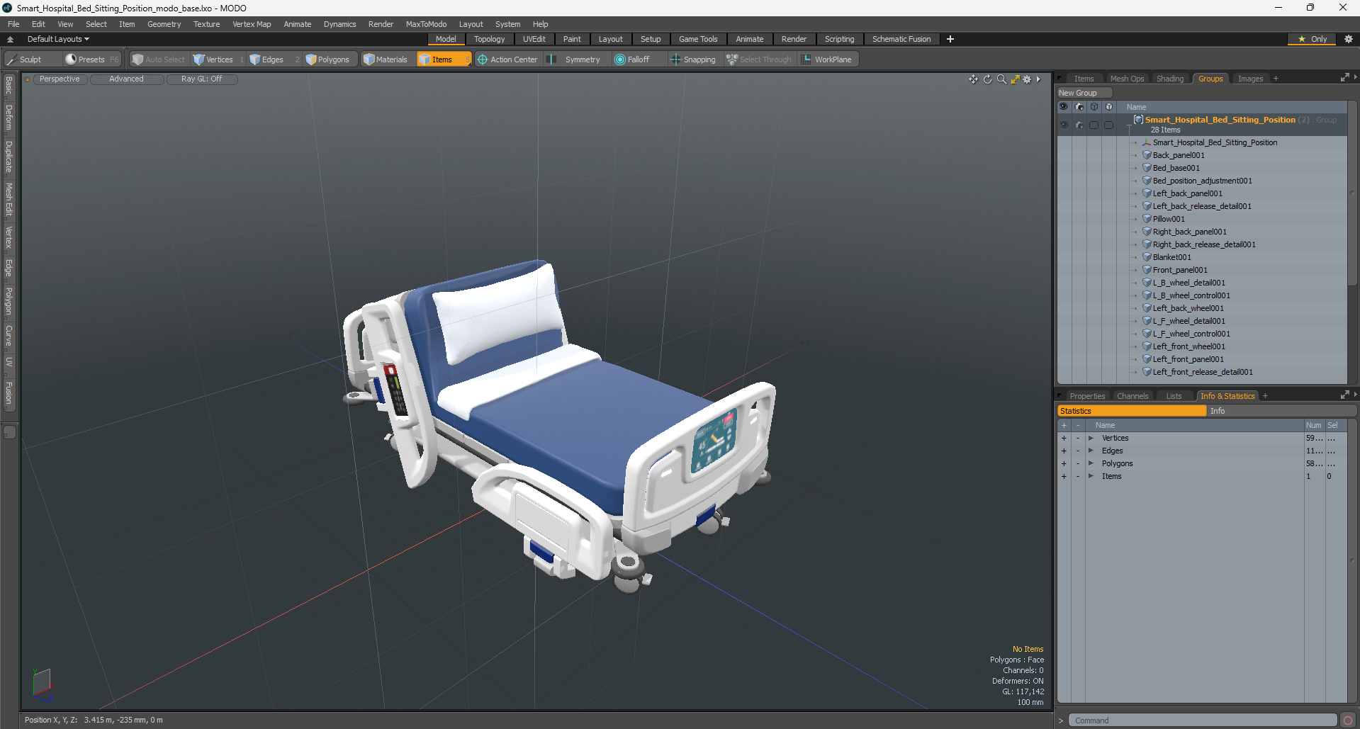 3D model Smart Hospital Bed Sitting Position