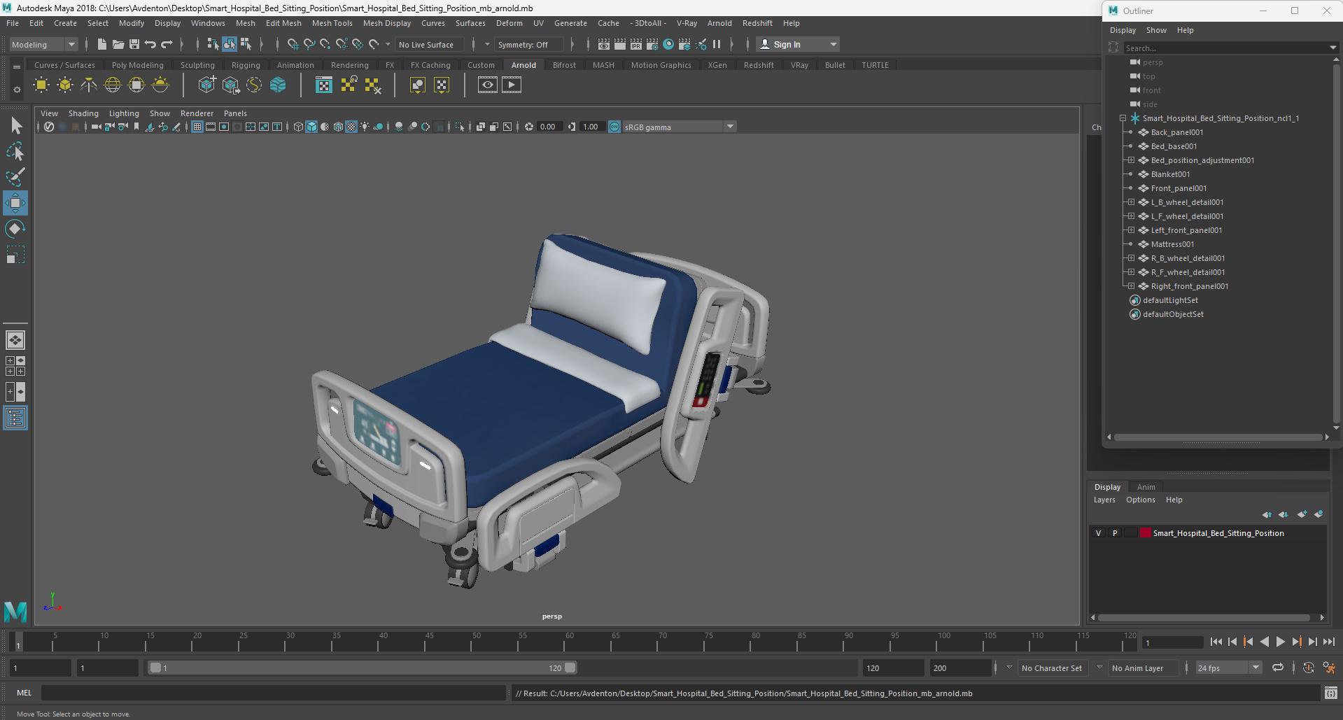 3D model Smart Hospital Bed Sitting Position