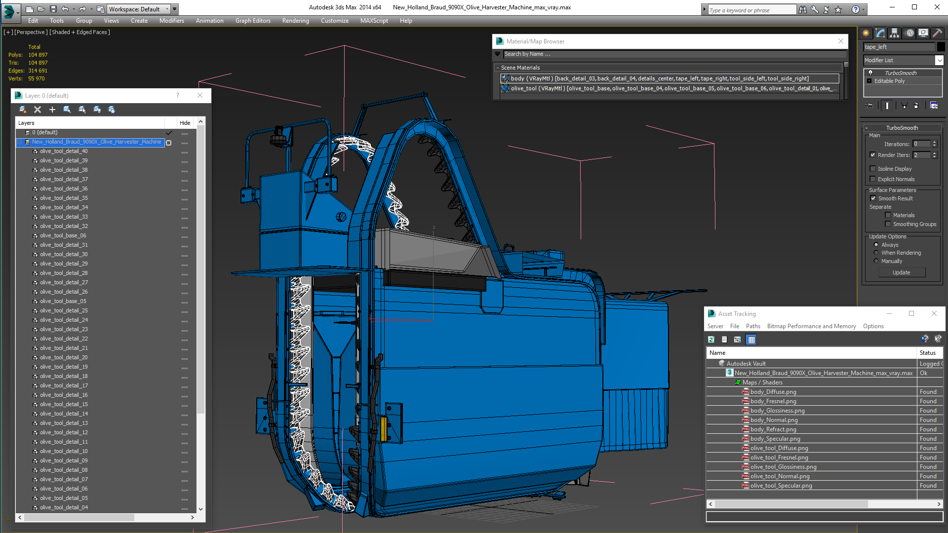 New Holland Braud 9090X Olive Harvester Machine 3D