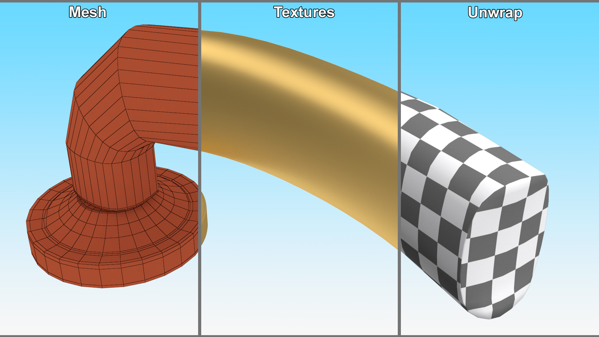 3D Door Handle Rotary Wave Gold model