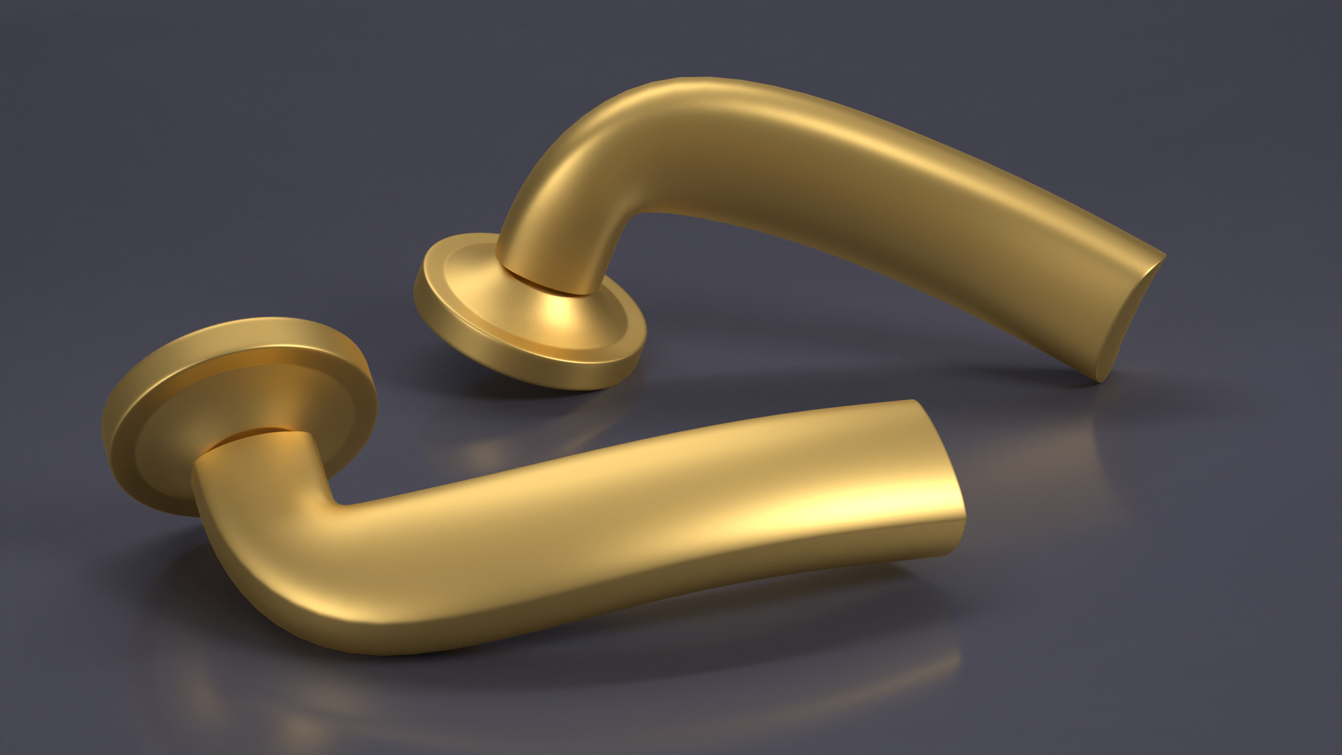 3D Door Handle Rotary Wave Gold model