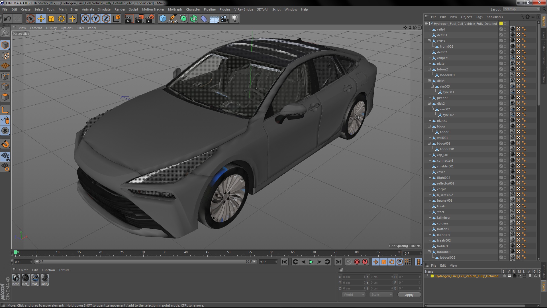 3D Hydrogen Fuel Cell Vehicle Fully Detailed