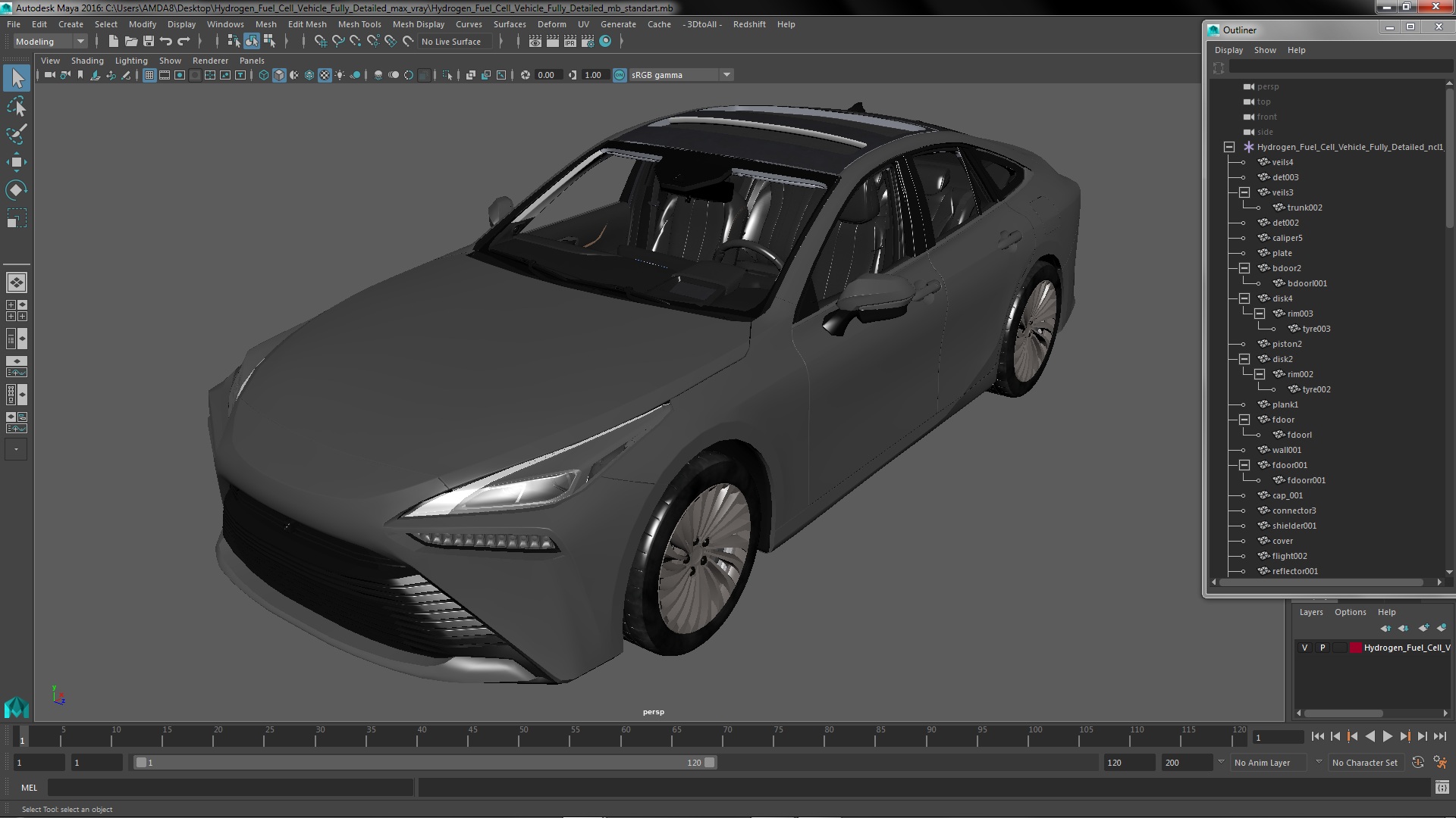 3D Hydrogen Fuel Cell Vehicle Fully Detailed
