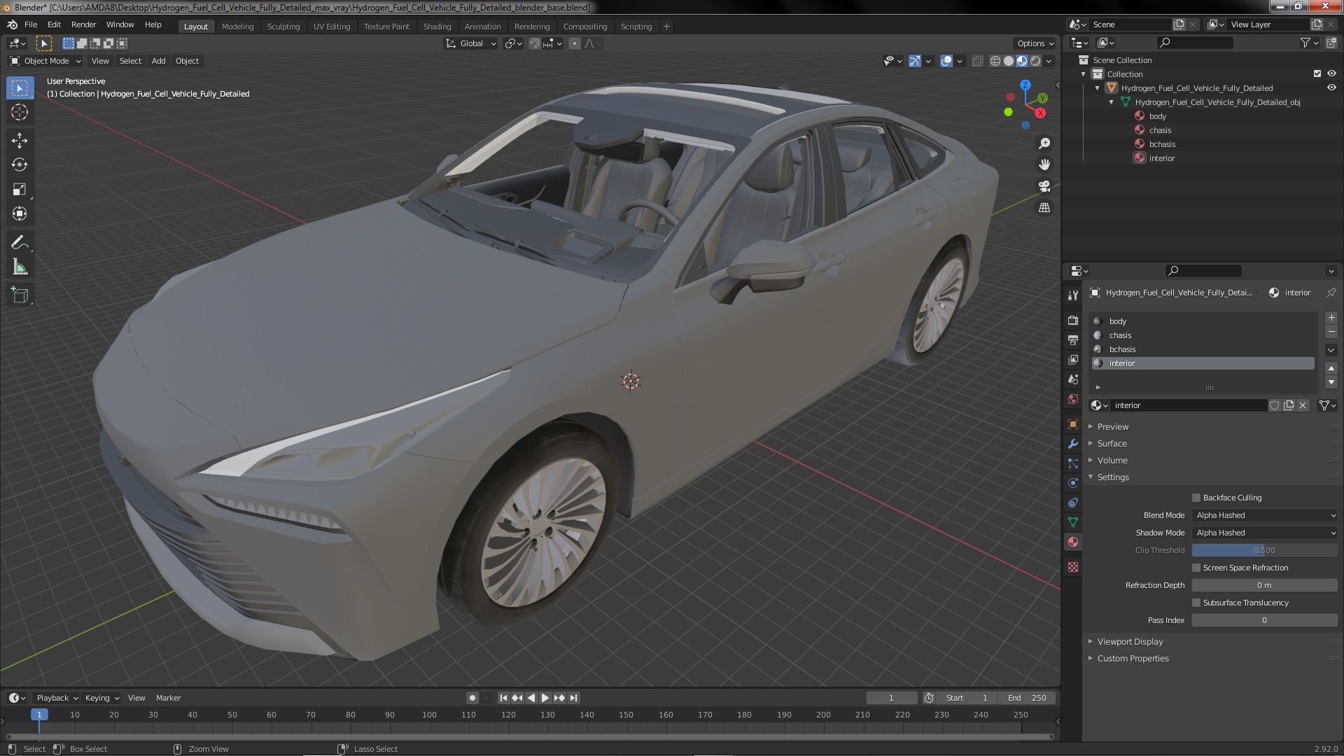 3D Hydrogen Fuel Cell Vehicle Fully Detailed