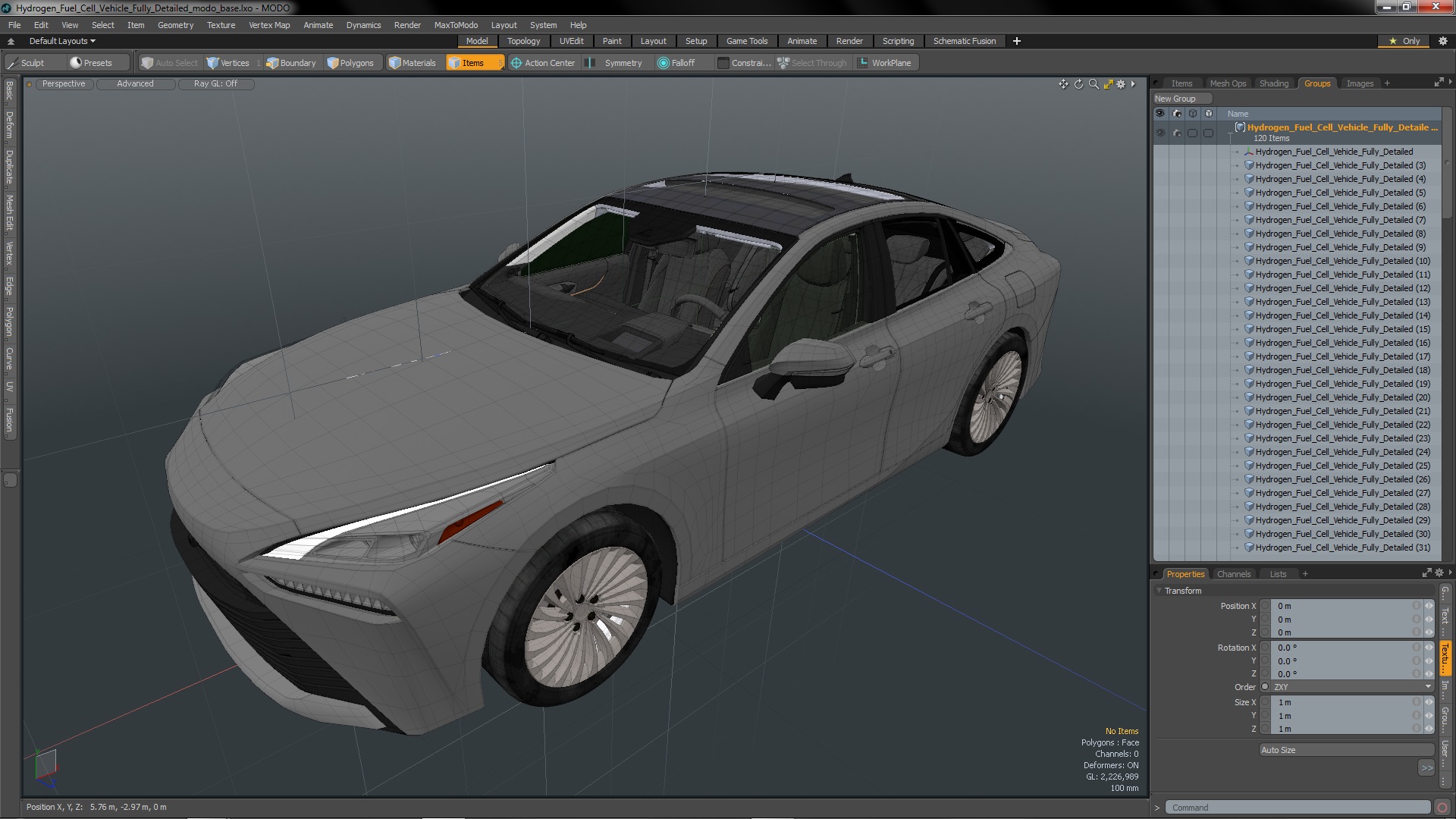 3D Hydrogen Fuel Cell Vehicle Fully Detailed