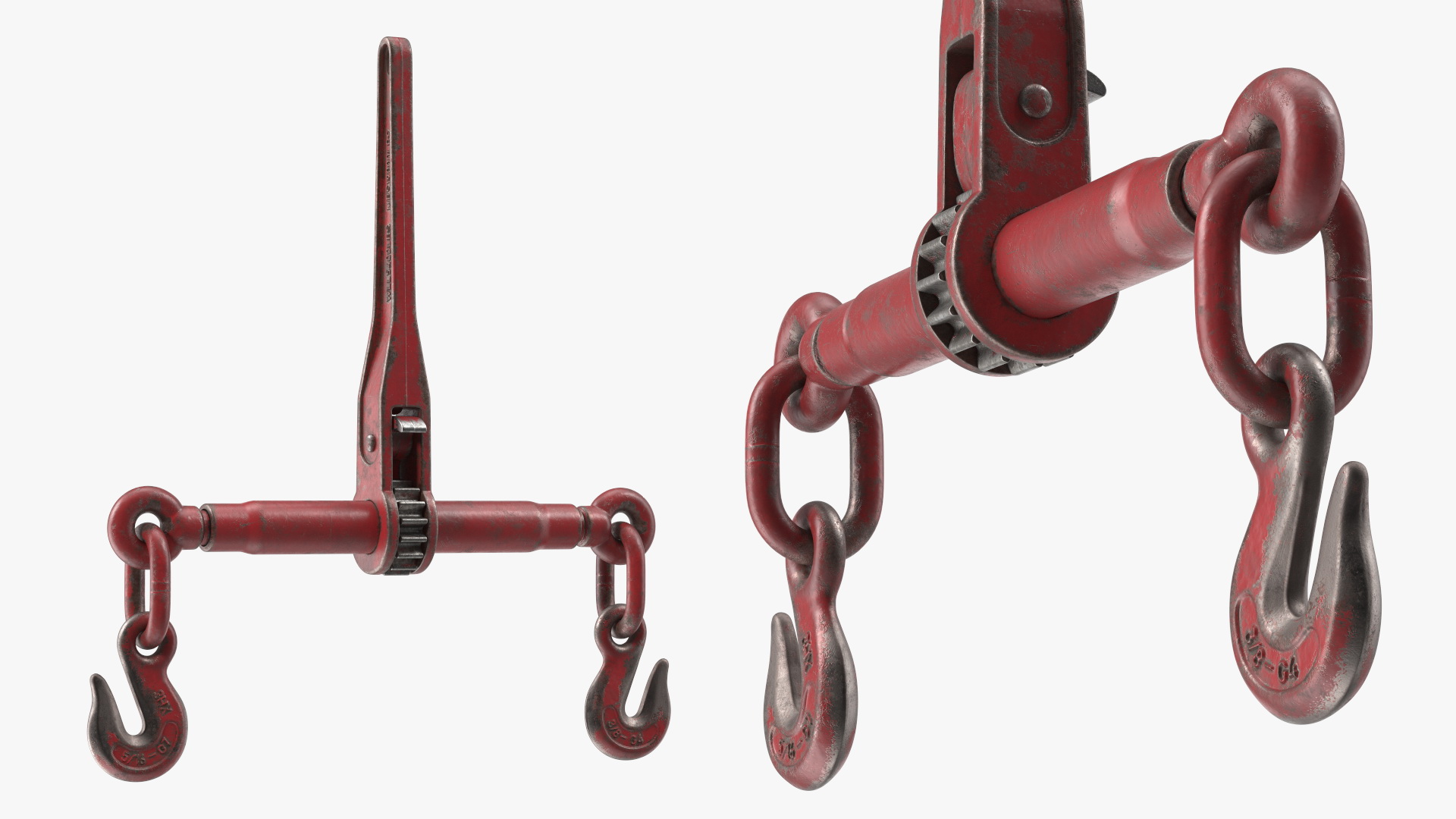 Worn Ratchet Coupling Device Red 3D