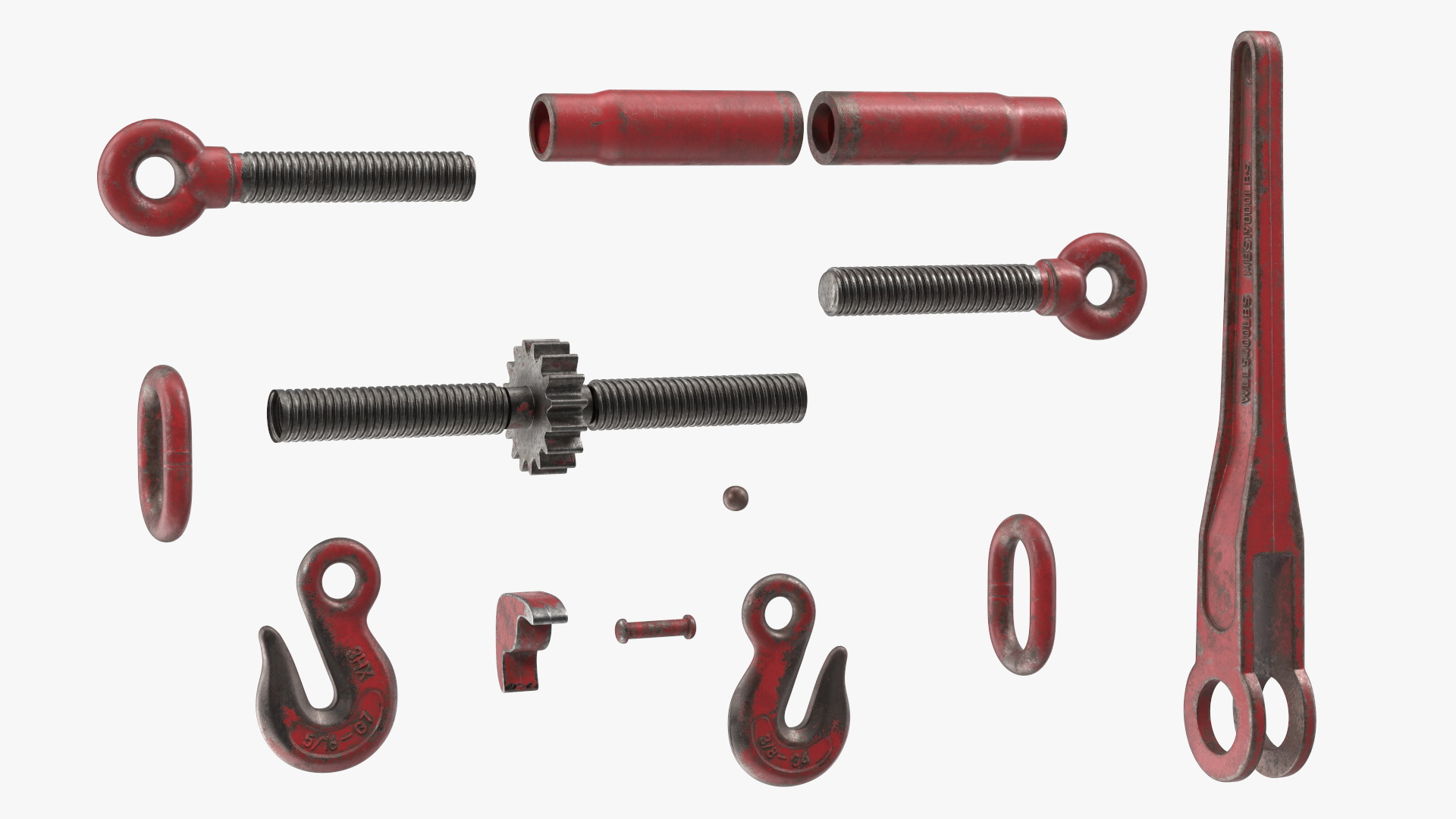 Worn Ratchet Coupling Device Red 3D