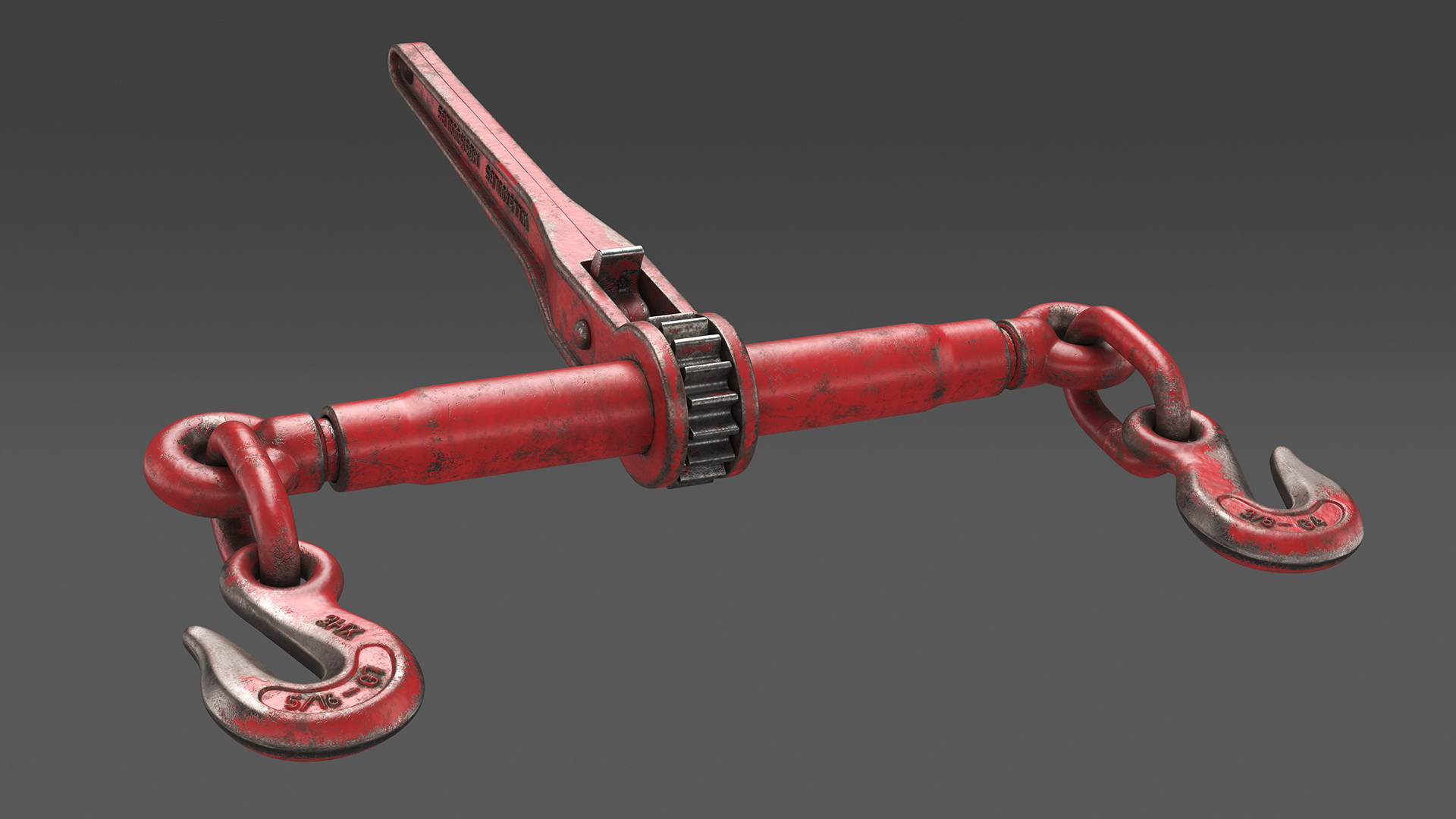 Worn Ratchet Coupling Device Red 3D