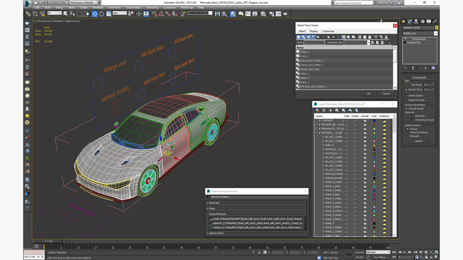 3D Mercedes Benz VISION EQXX Lights OFF Rigged model