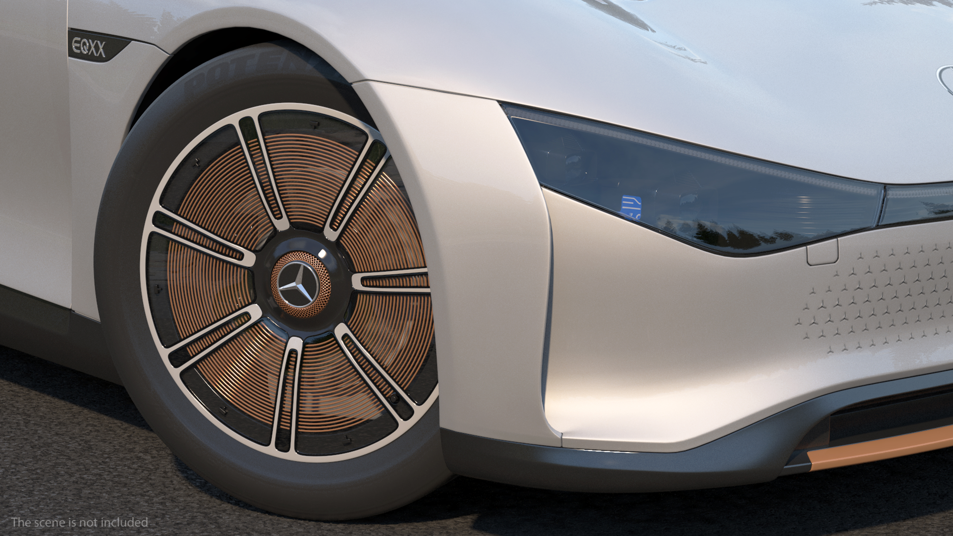 3D Mercedes Benz VISION EQXX Lights OFF Rigged model