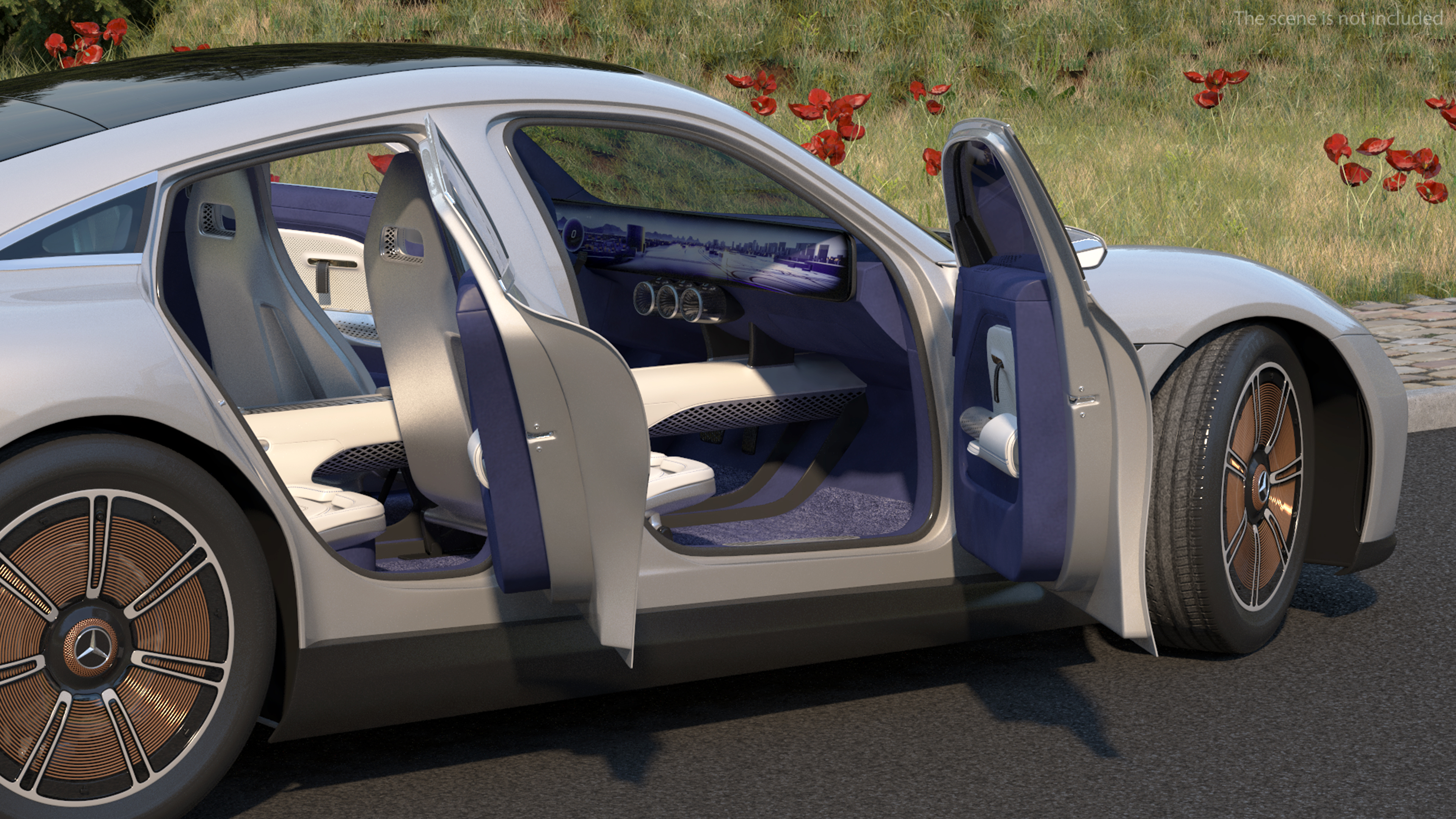 3D Mercedes Benz VISION EQXX Lights OFF Rigged model