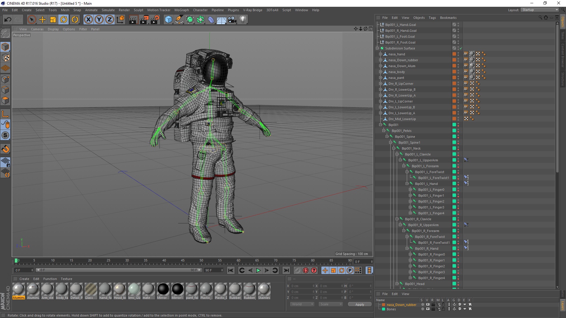 3D Spacesuit Extravehicular Mobility Unit EMU Rigged for Cinema 4D model