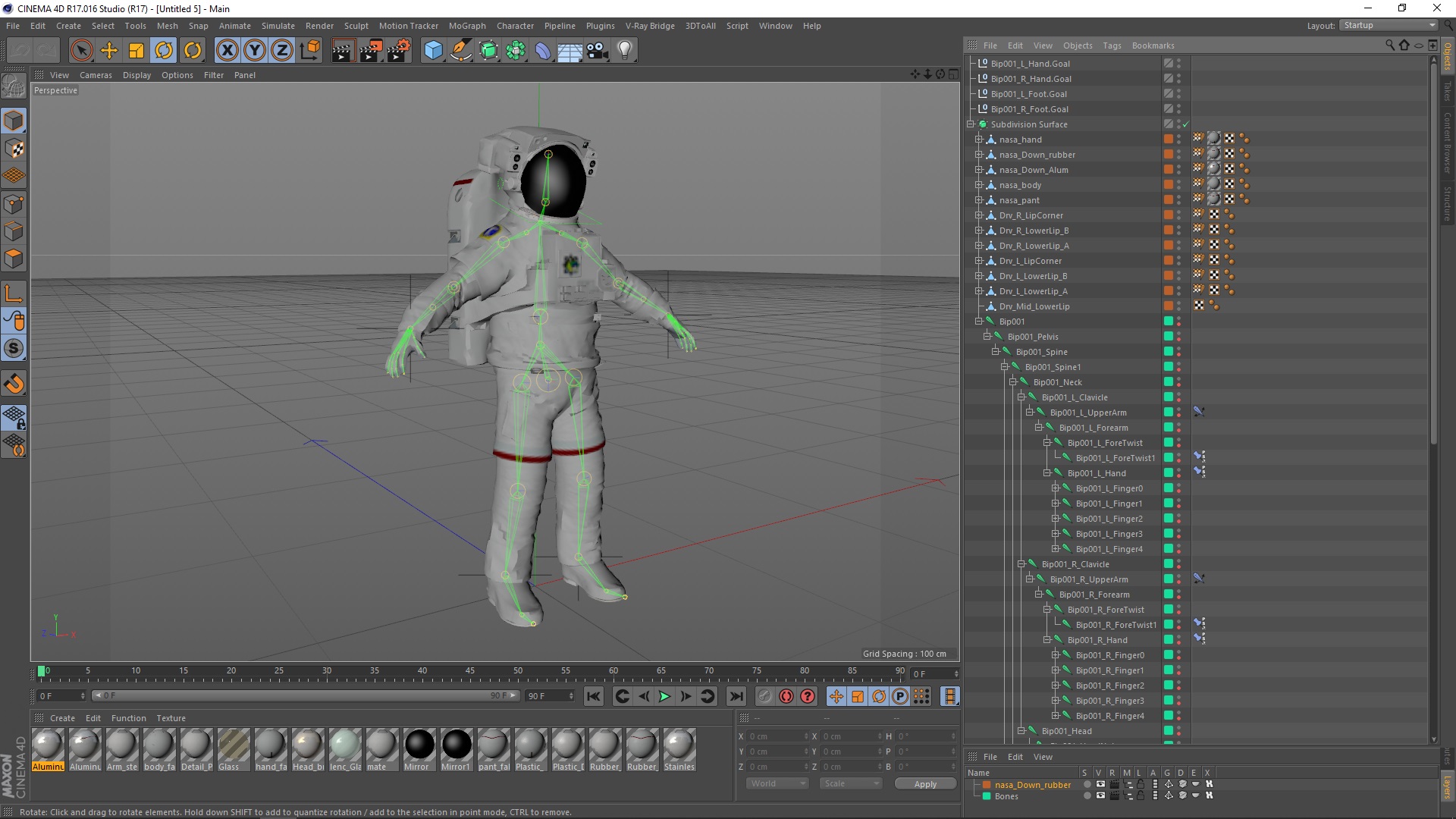 3D Spacesuit Extravehicular Mobility Unit EMU Rigged for Cinema 4D model