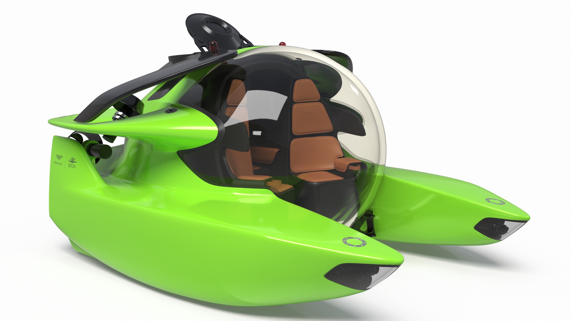 Aston Martin Luxurious Personal Submarine Rigged Green 3D model
