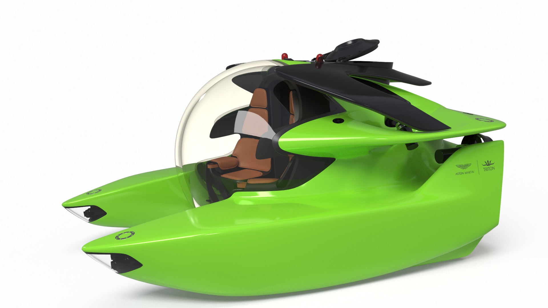 Aston Martin Luxurious Personal Submarine Rigged Green 3D model