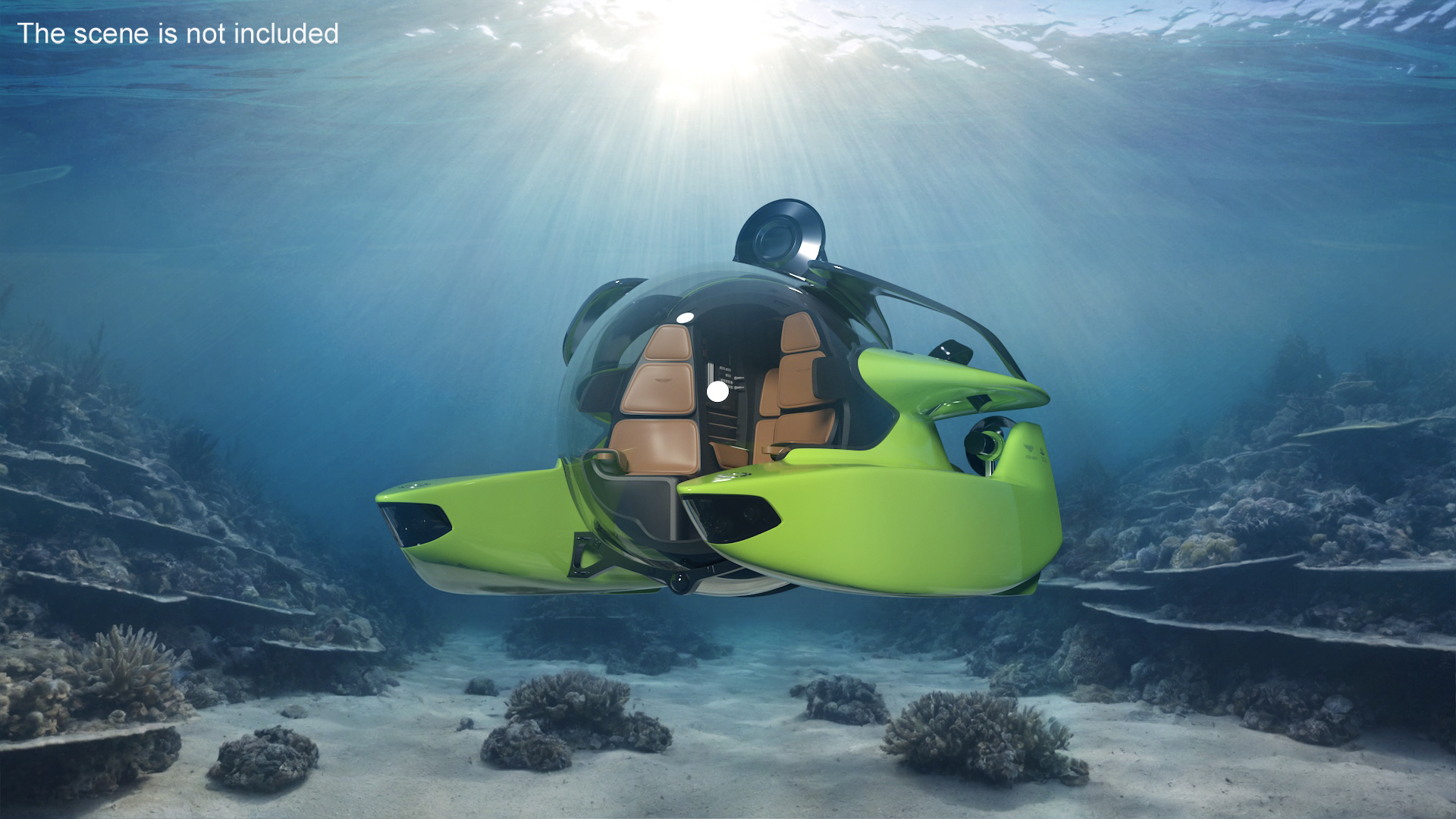 Aston Martin Luxurious Personal Submarine Rigged Green 3D model