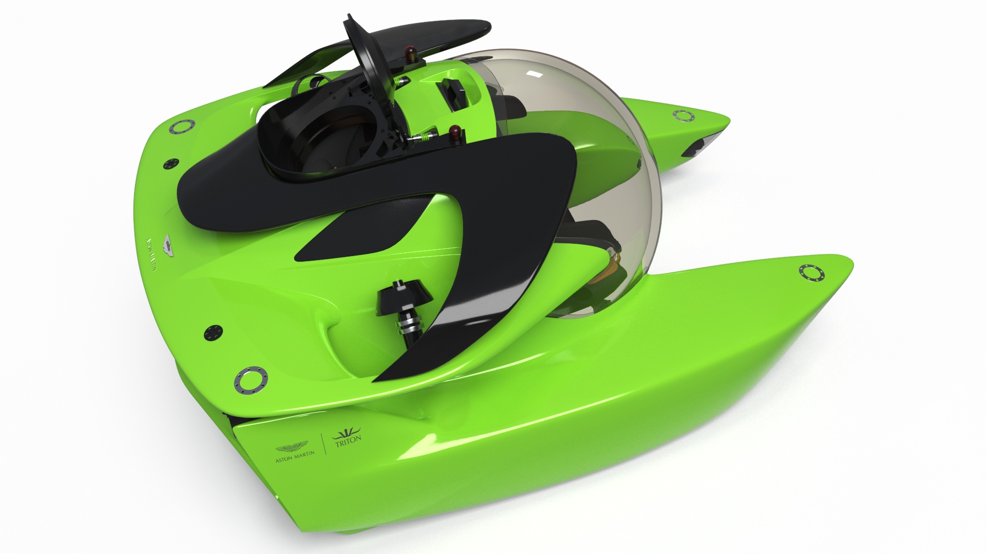 Aston Martin Luxurious Personal Submarine Rigged Green 3D model