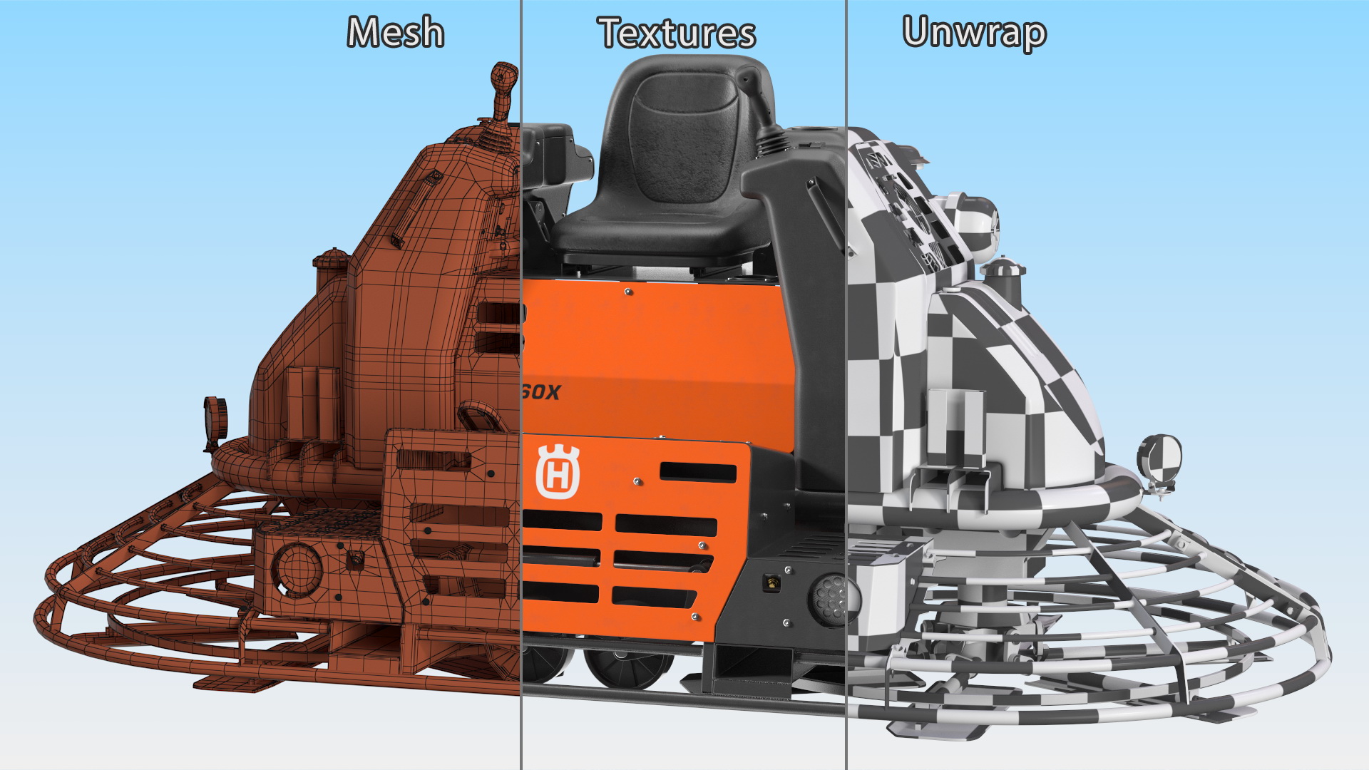 CRT 60X Power Trowel Husqvarna Rigged 3D