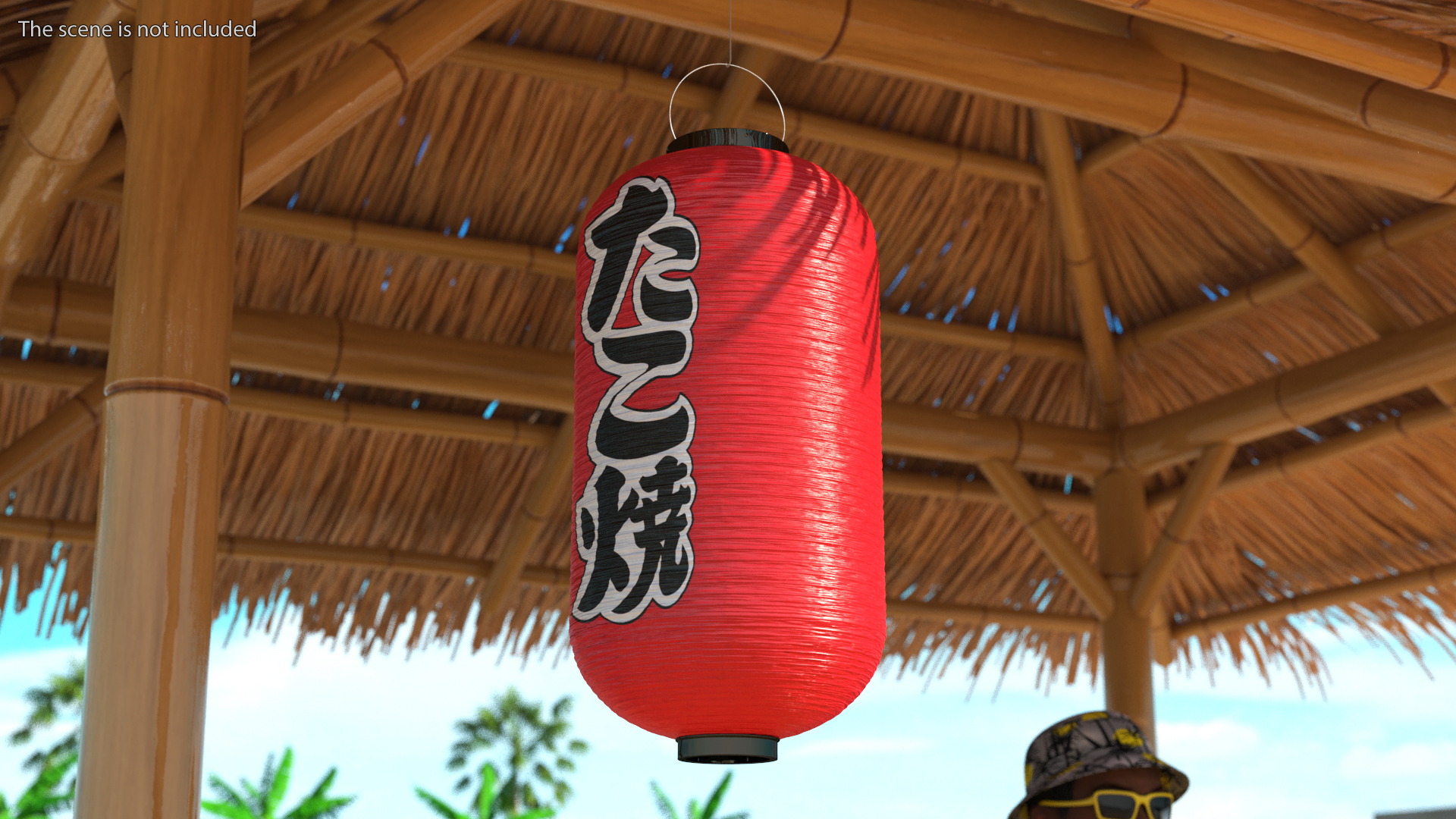 Red Decorative Hanging Japanese Lantern 3D model
