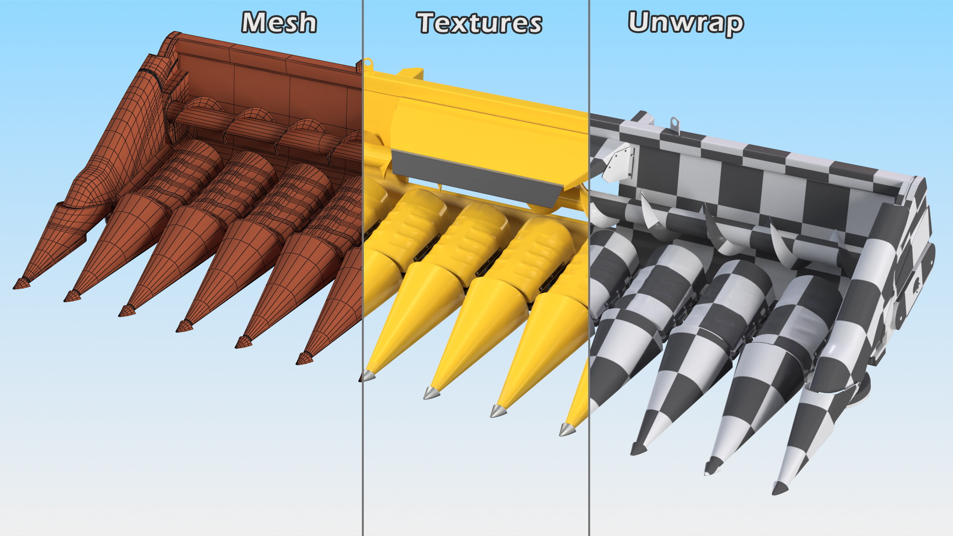 3D model Rigid Corn Header 12 Rows New Holland Agriculture 980CR