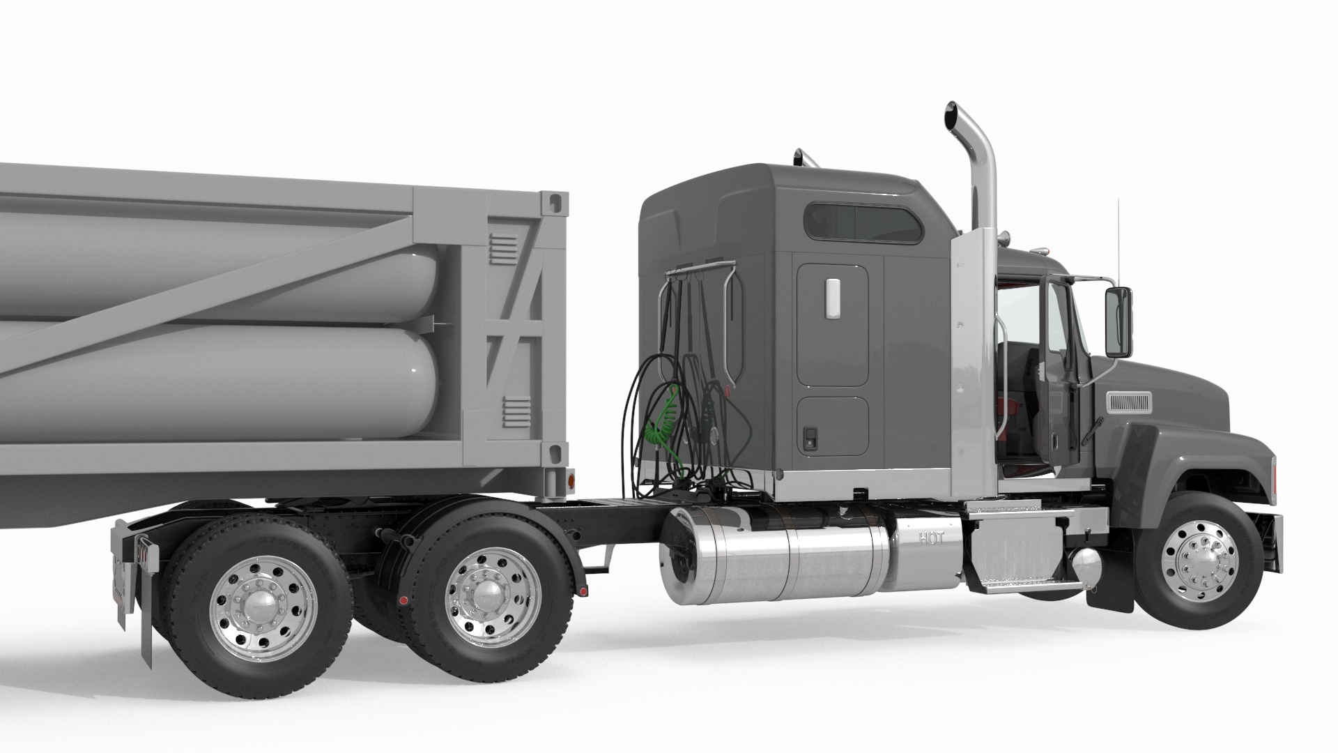 3D Freight Truck with LNG Semi Trailer Gas Tank Rigged