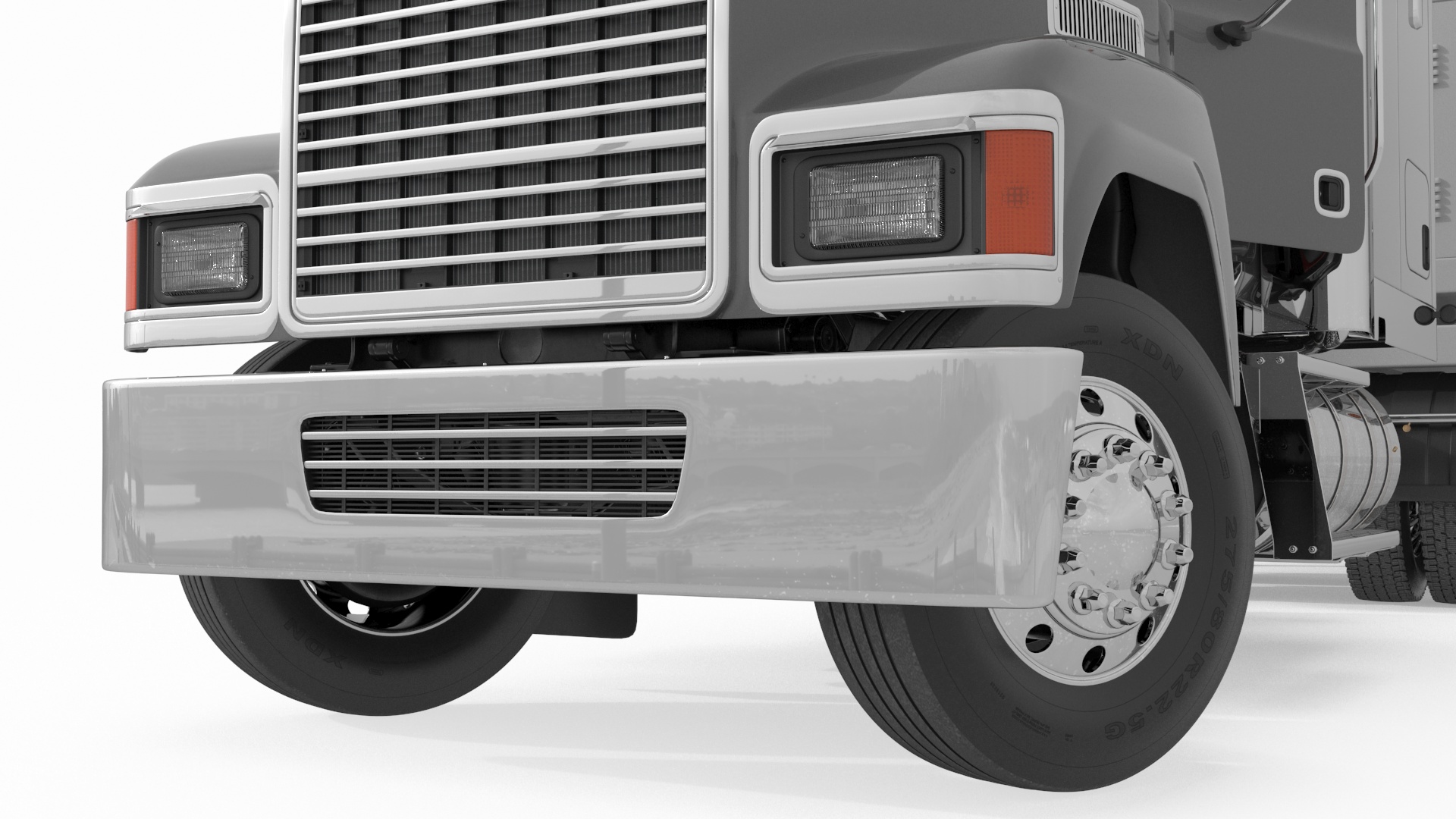 3D Freight Truck with LNG Semi Trailer Gas Tank Rigged