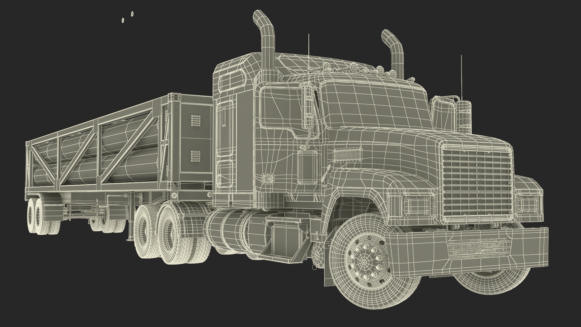 3D Freight Truck with LNG Semi Trailer Gas Tank Rigged