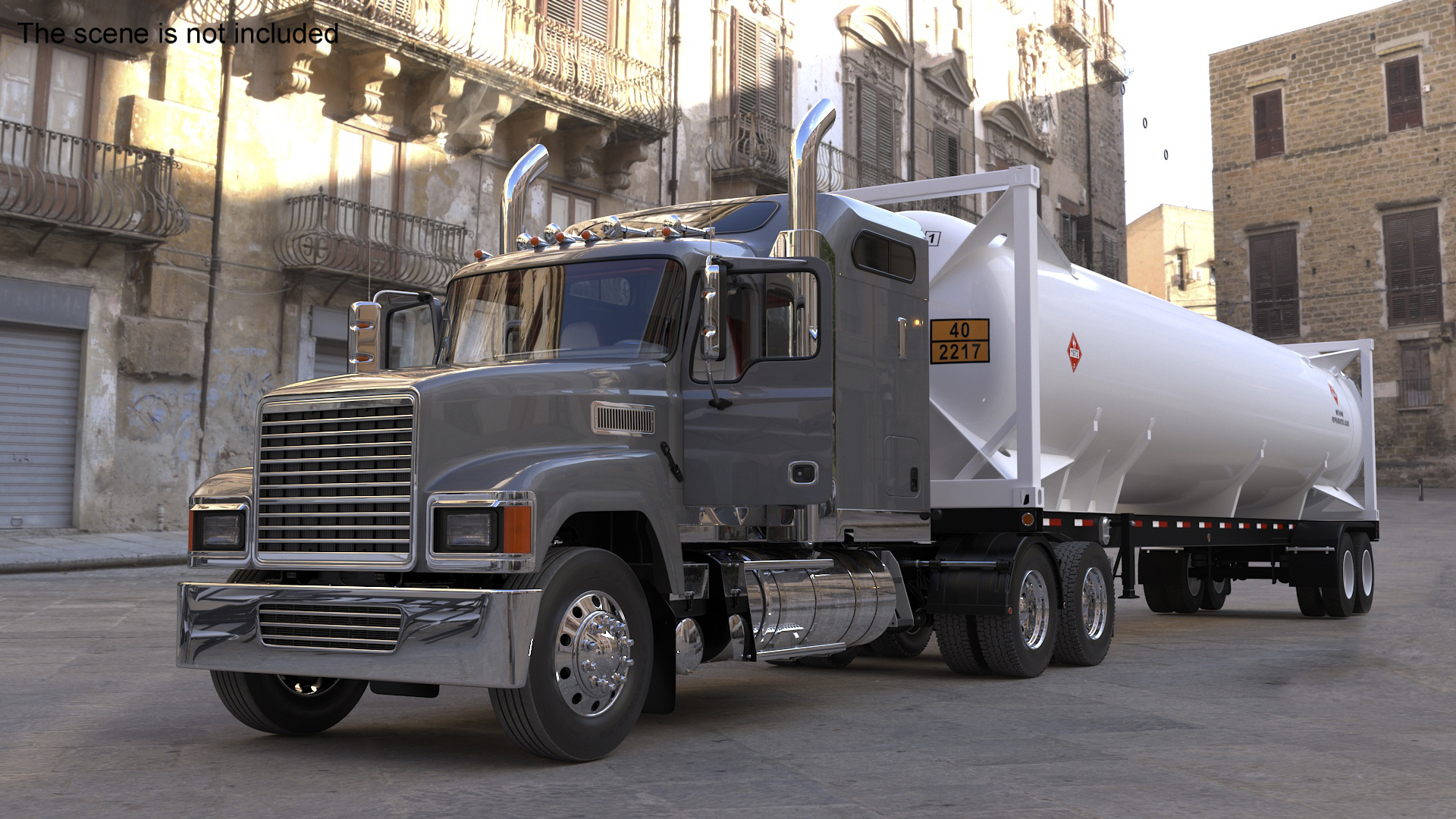 3D Freight Truck with LNG Semi Trailer Gas Tank Rigged