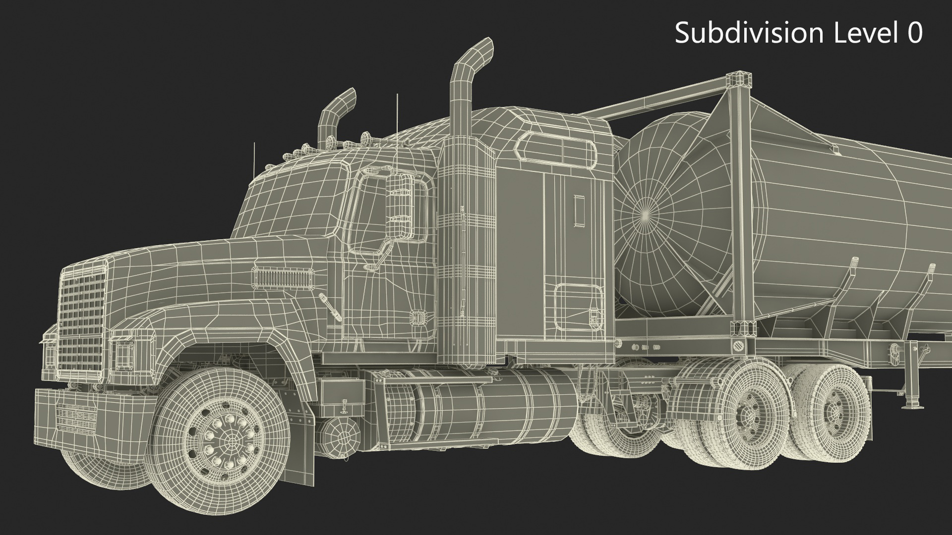 3D Freight Truck with LNG Semi Trailer Gas Tank Rigged