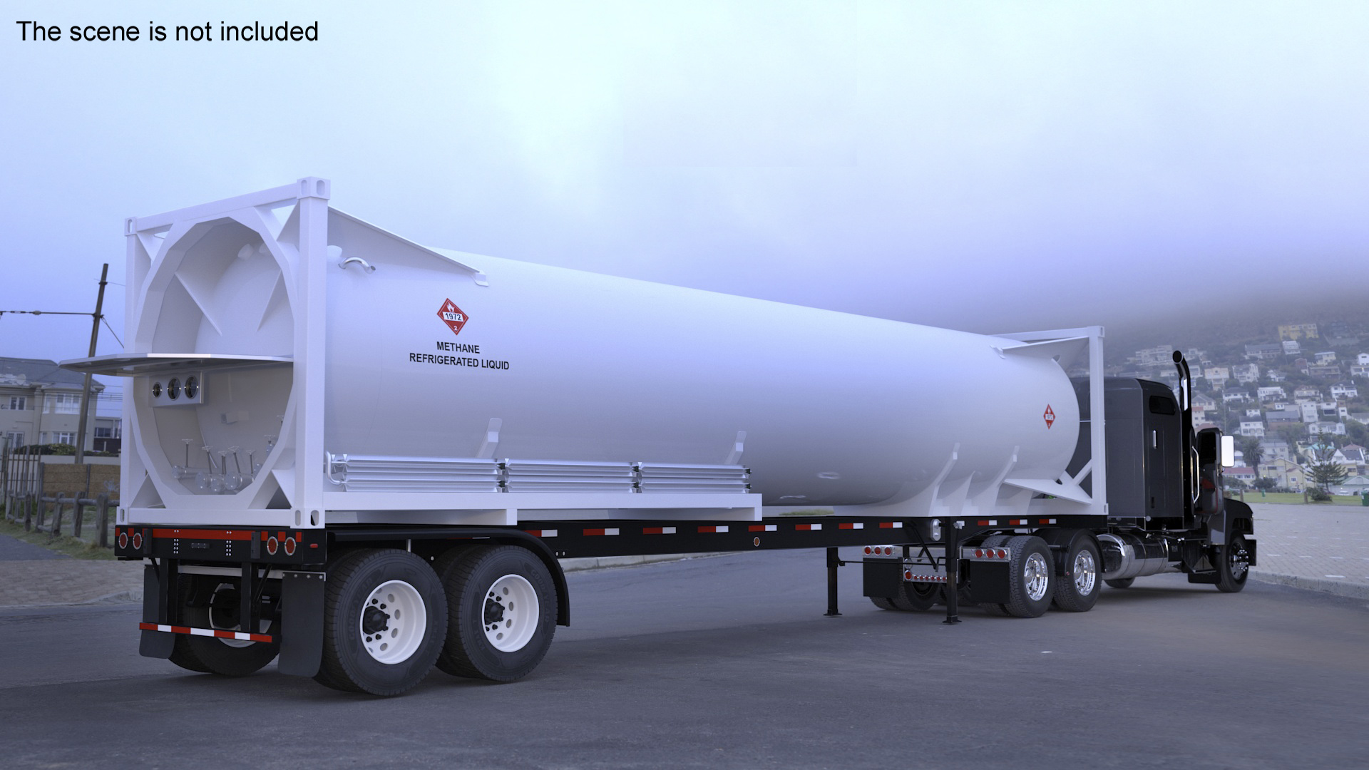 3D Freight Truck with LNG Semi Trailer Gas Tank Rigged
