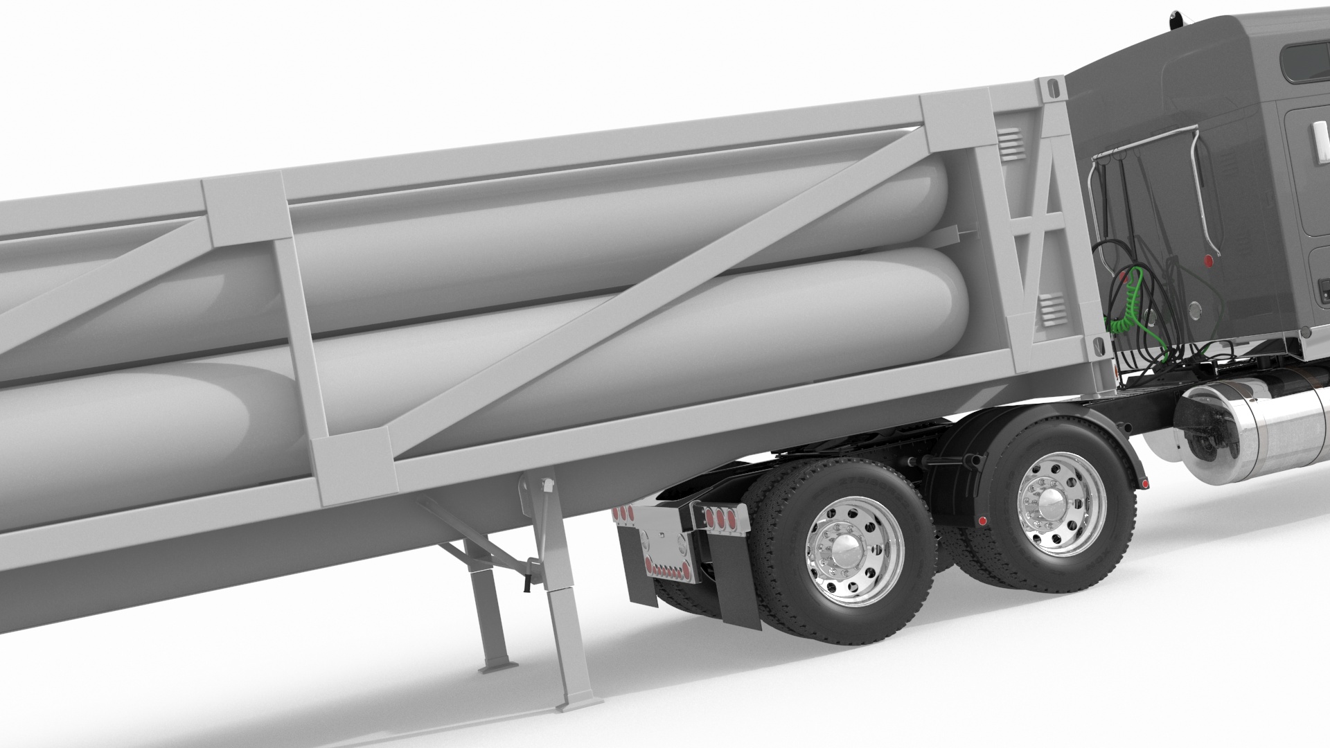 3D Freight Truck with LNG Semi Trailer Gas Tank Rigged