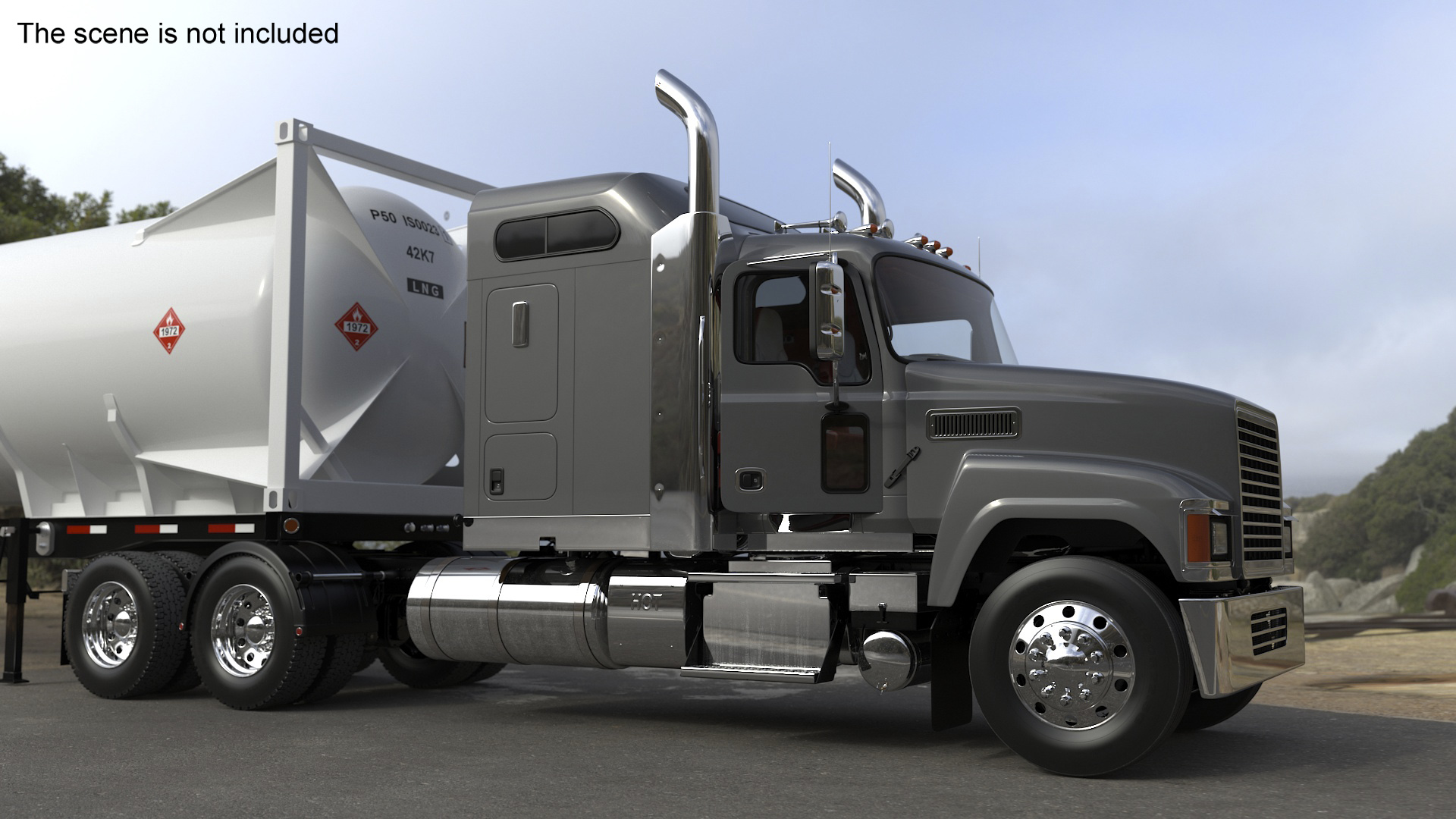 3D Freight Truck with LNG Semi Trailer Gas Tank Rigged