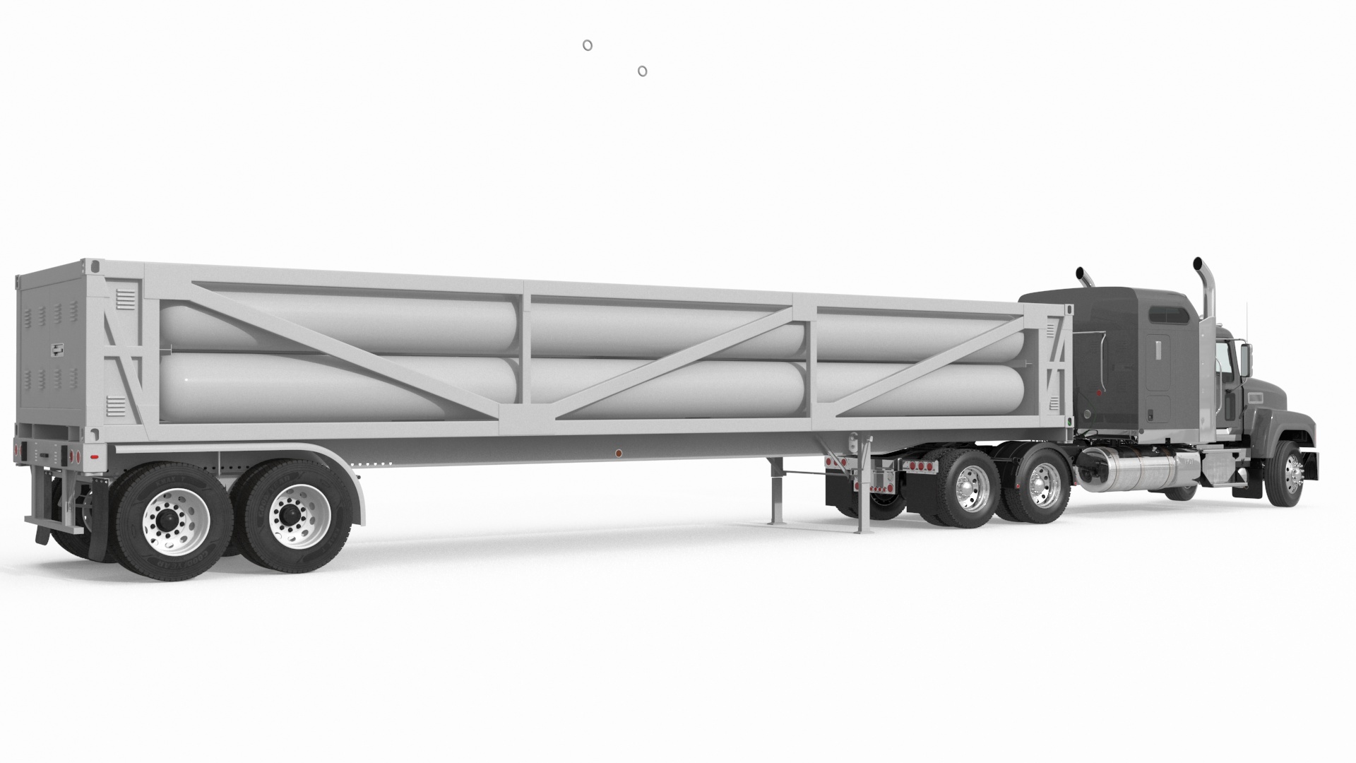 3D Freight Truck with LNG Semi Trailer Gas Tank Rigged