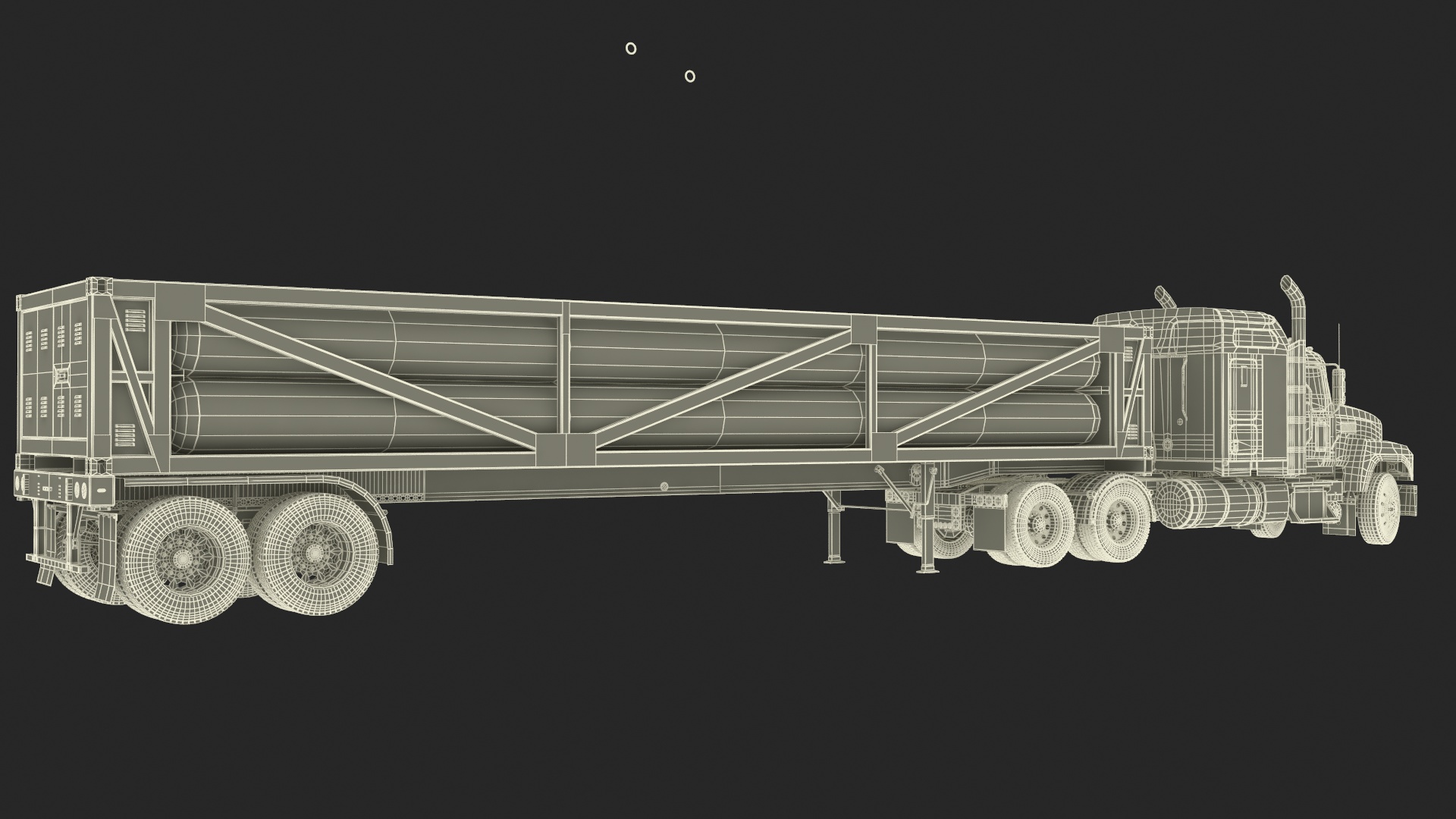 3D Freight Truck with LNG Semi Trailer Gas Tank Rigged