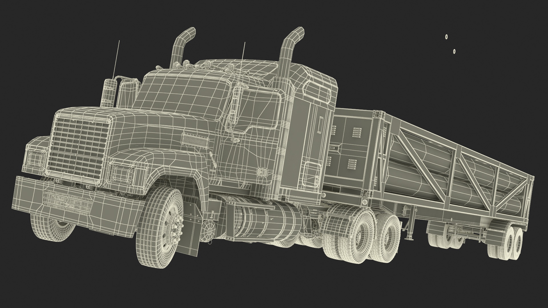 3D Freight Truck with LNG Semi Trailer Gas Tank Rigged