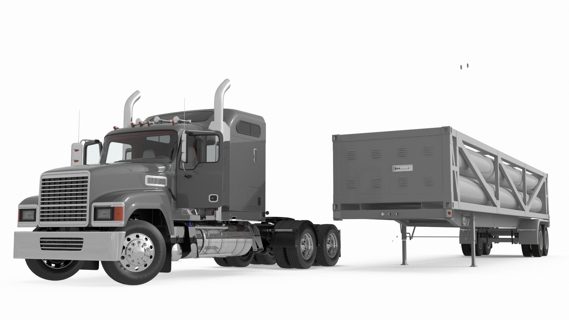 3D Freight Truck with LNG Semi Trailer Gas Tank Rigged