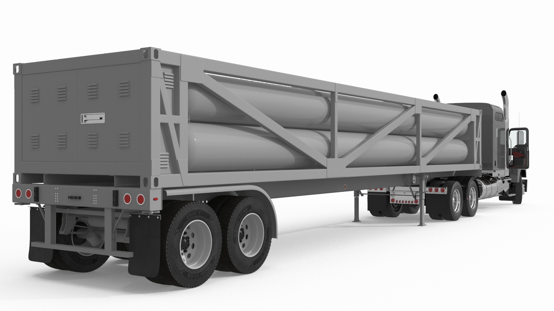 3D Freight Truck with LNG Semi Trailer Gas Tank Rigged