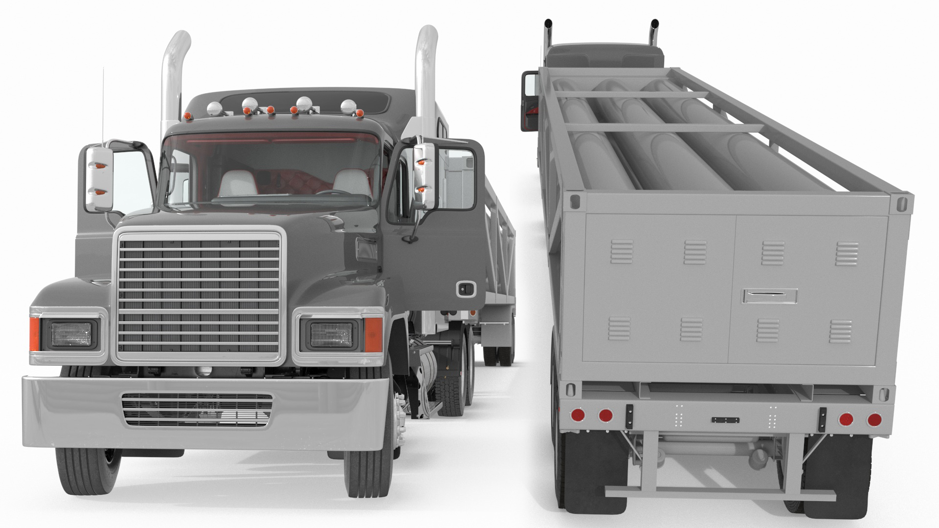 3D Freight Truck with LNG Semi Trailer Gas Tank Rigged