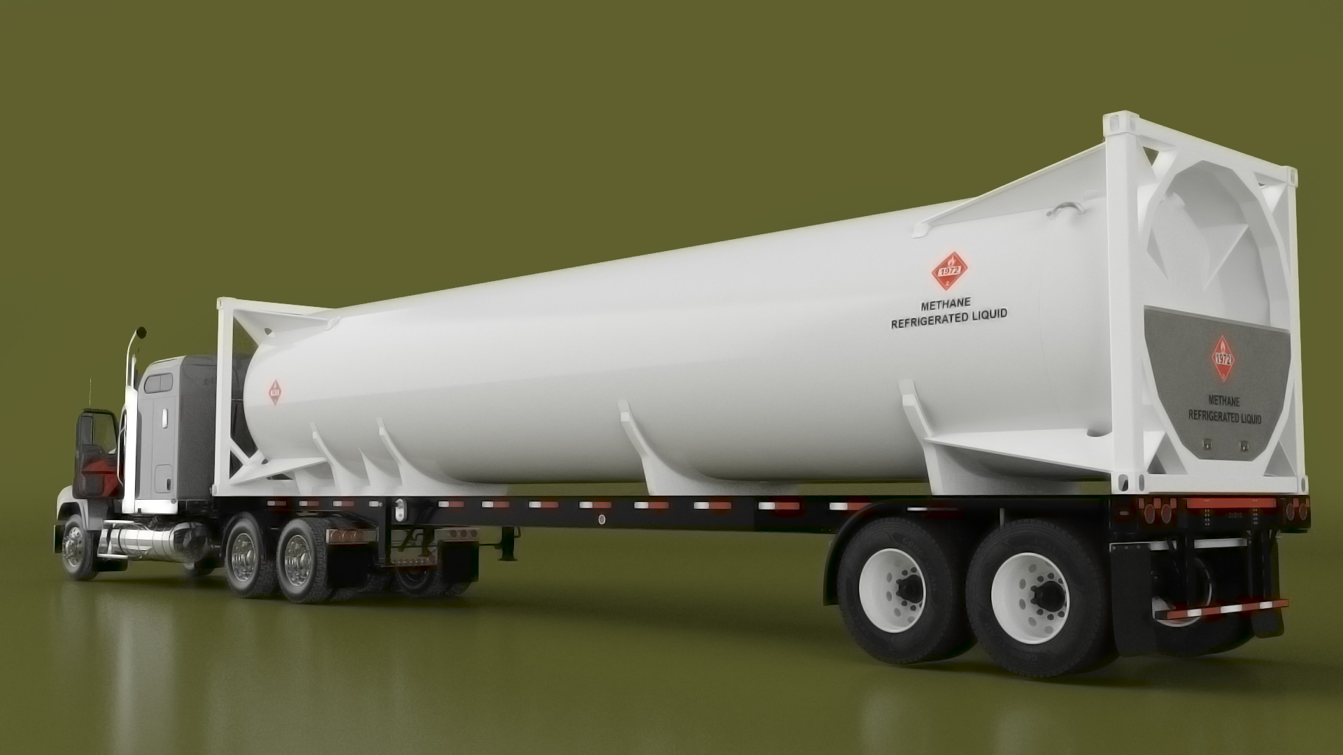 3D Freight Truck with LNG Semi Trailer Gas Tank Rigged