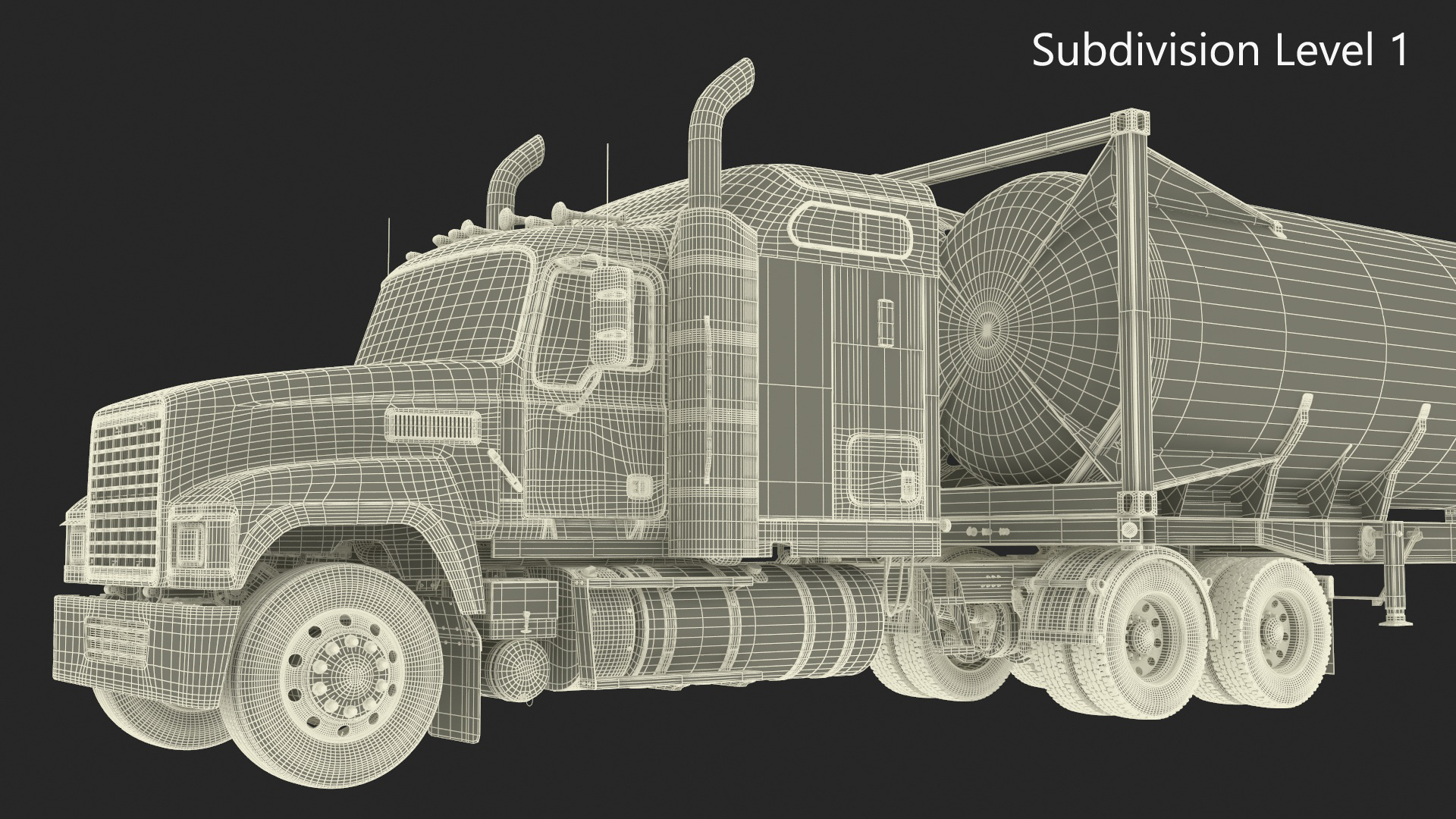 3D Freight Truck with LNG Semi Trailer Gas Tank Rigged