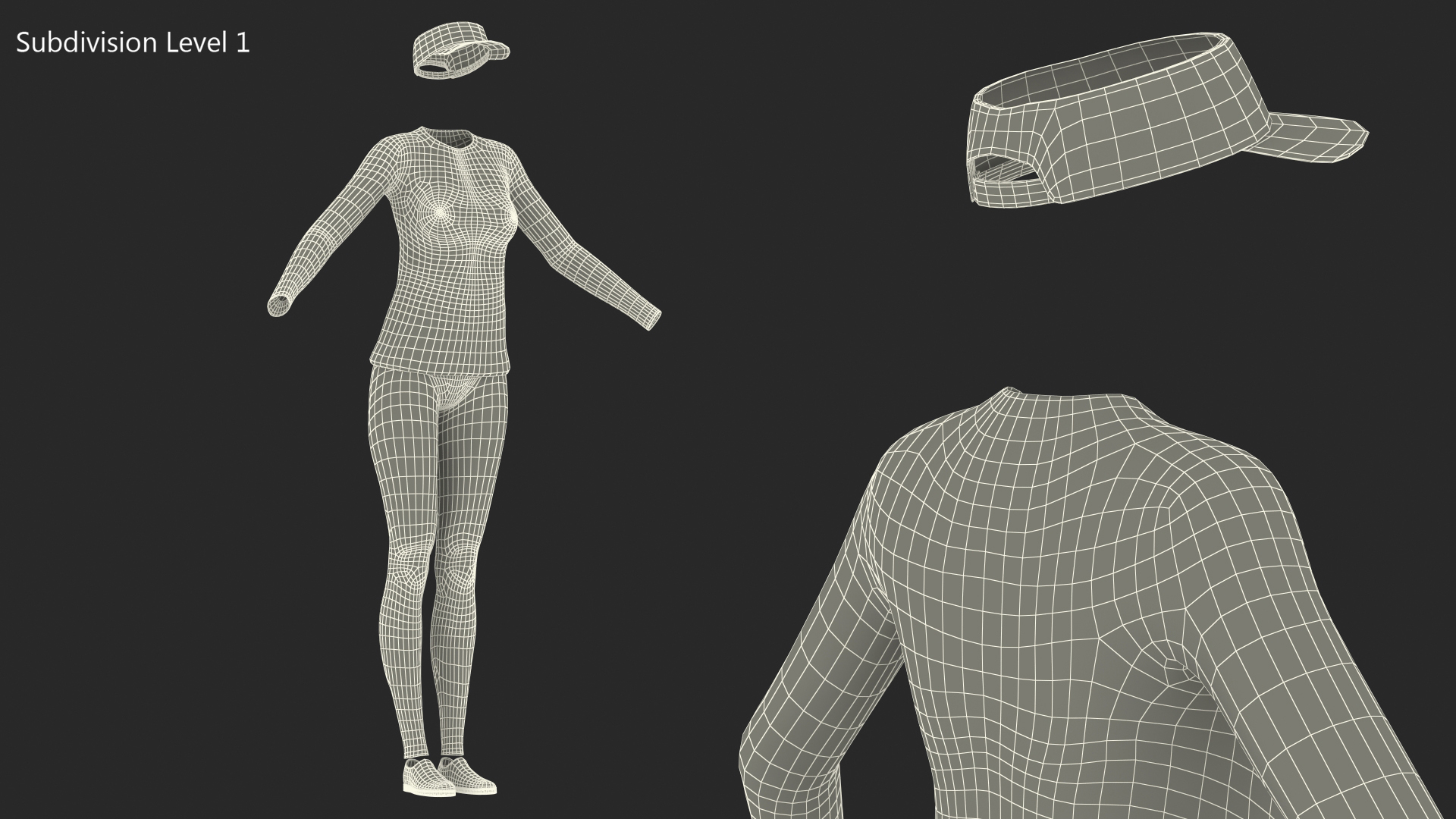 Womens Activewear with Sun Visor 3D