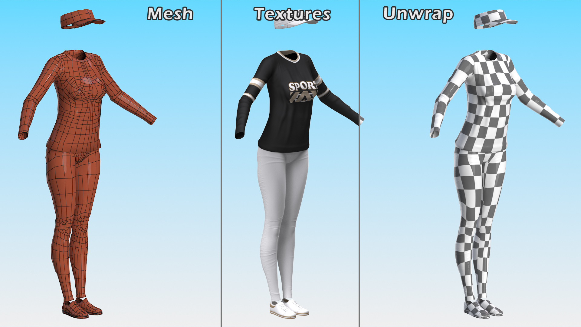 Womens Activewear with Sun Visor 3D