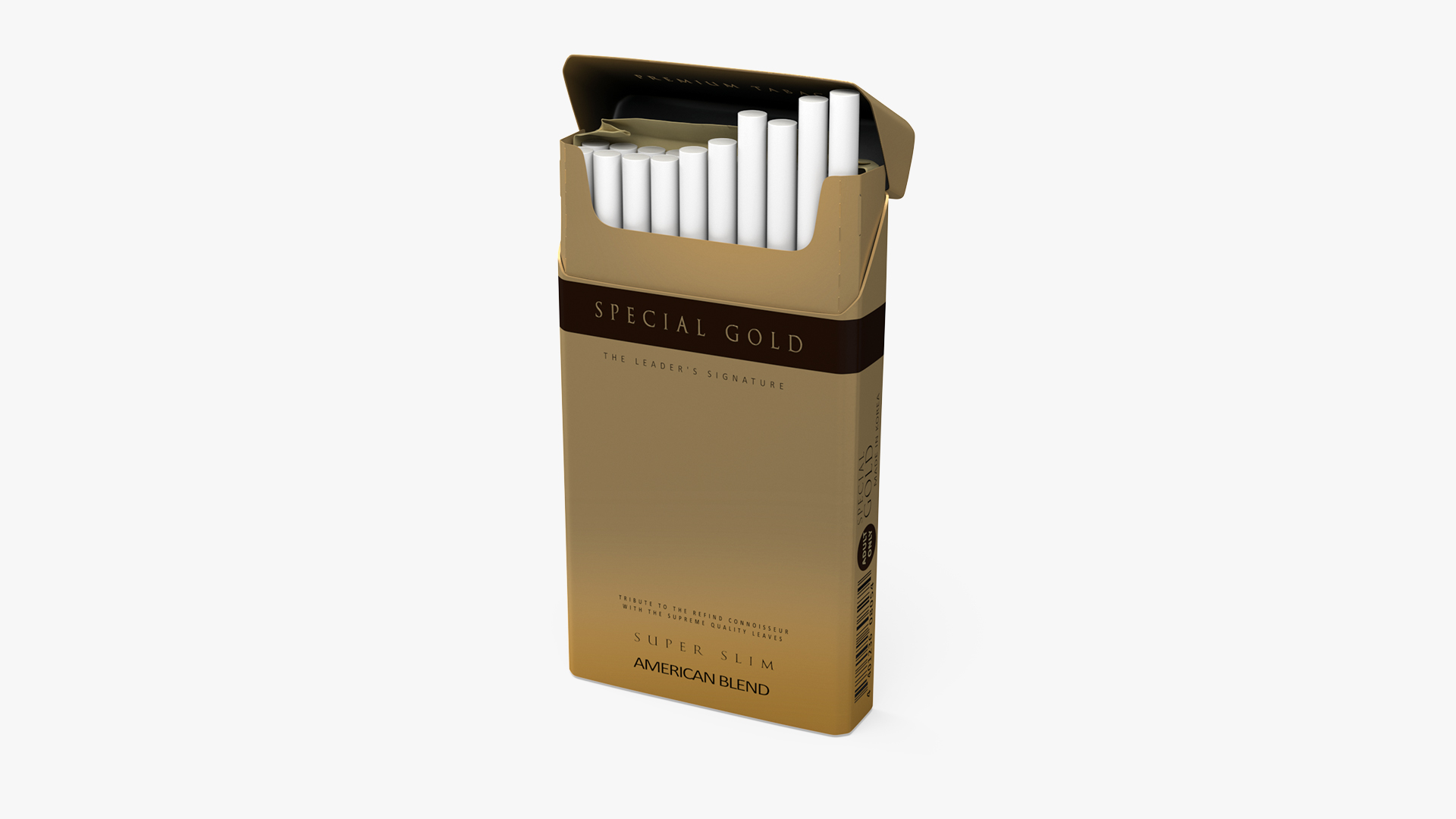 Open Pack of Cigarettes Super Slim Gold 3D model