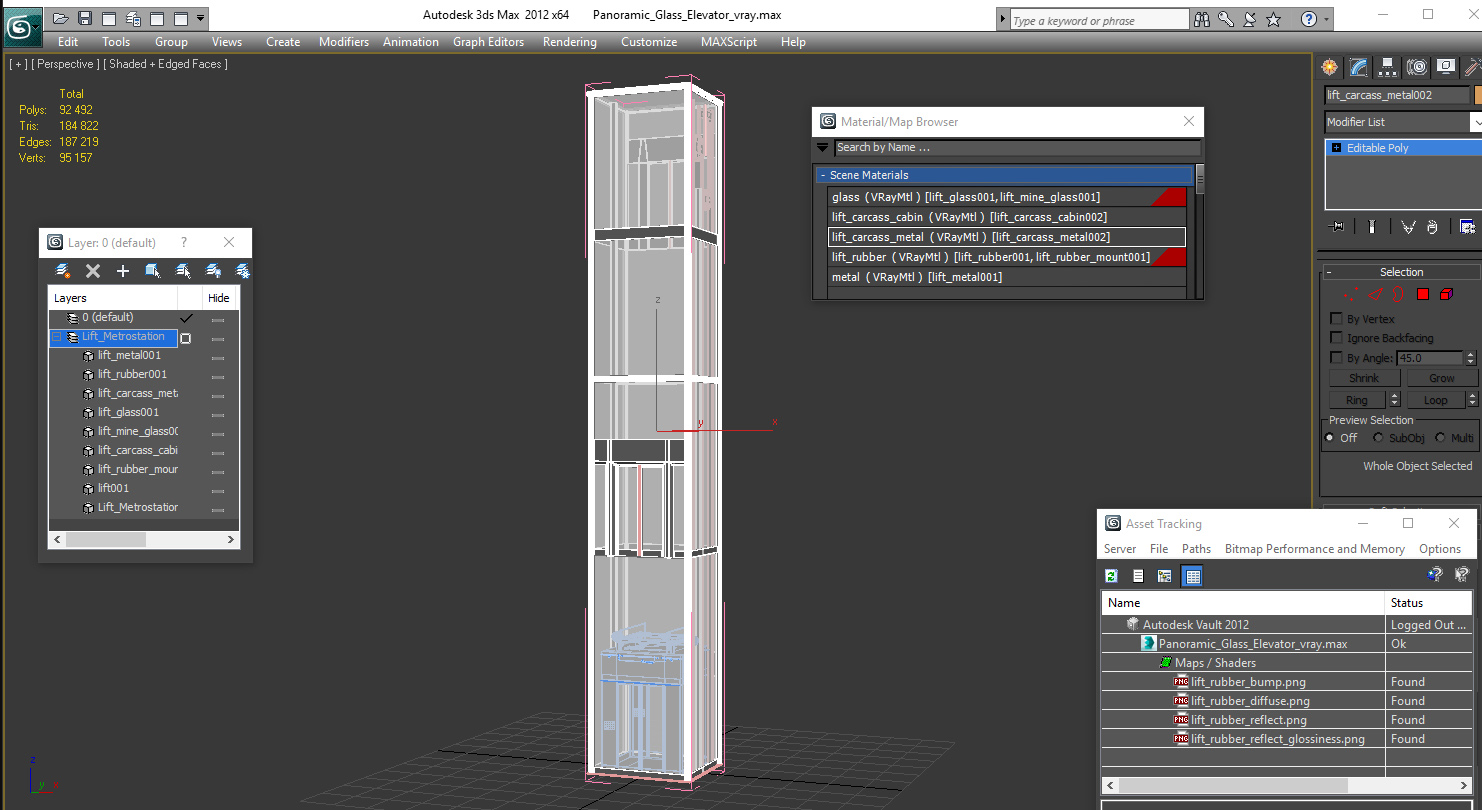 Panoramic Glass Elevator 3D model