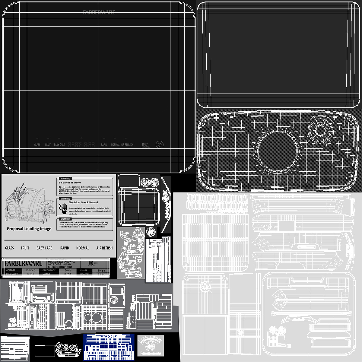 3D Countertop Portable Dishwasher Farberware