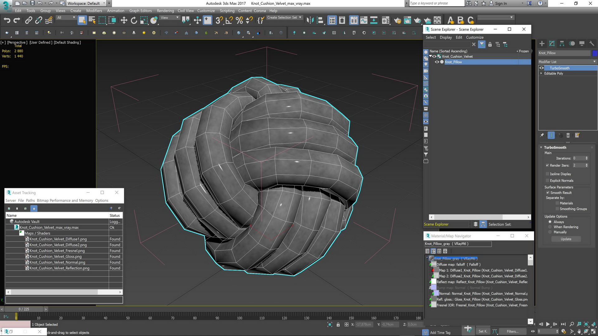 Knot Cushion Velvet 3D model