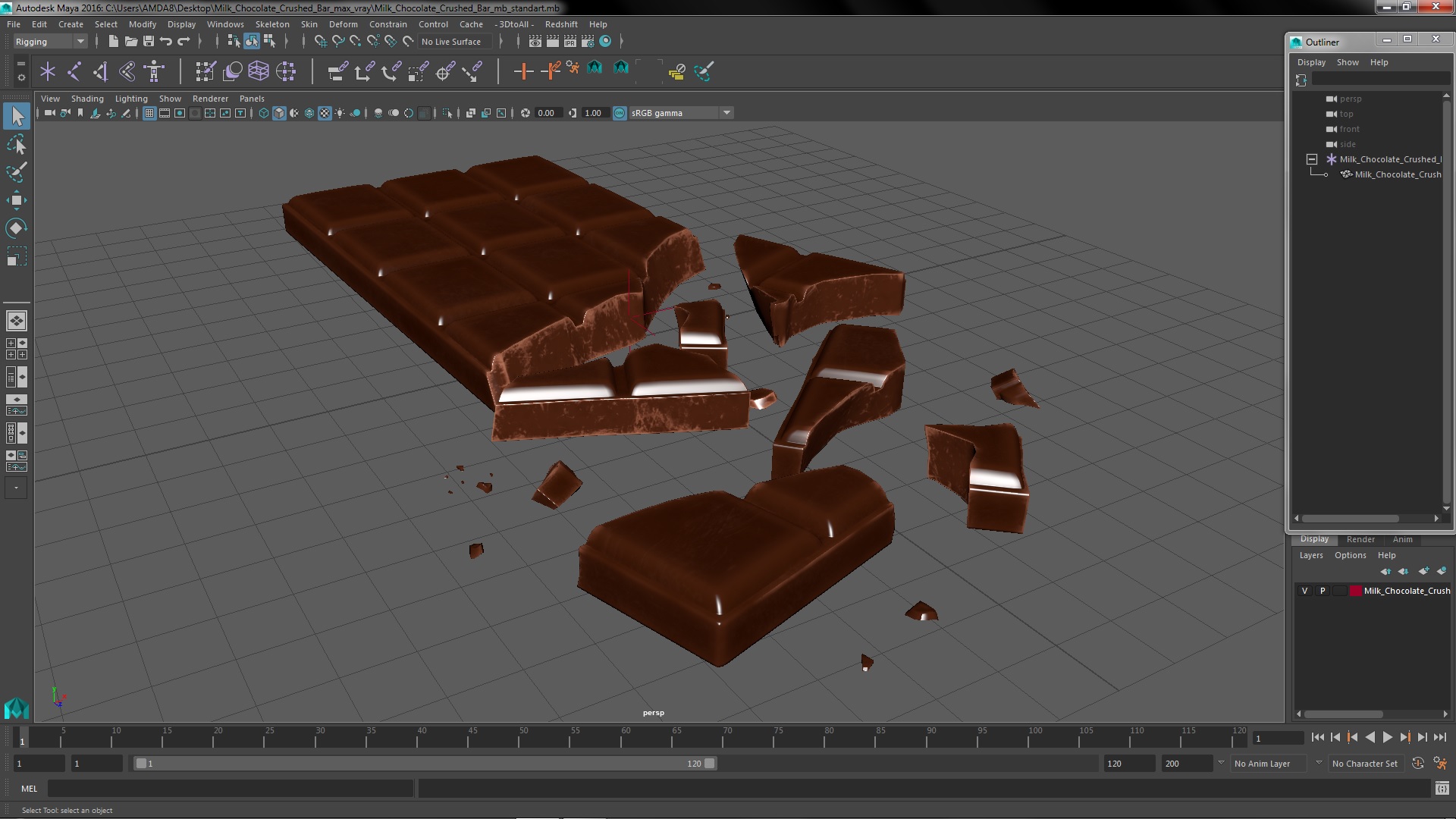 3D Milk Chocolate Crushed Bar