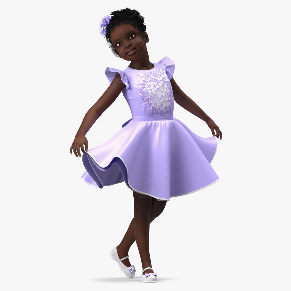 Black Child Girl Party Style Rigged for Cinema 4D 3D model