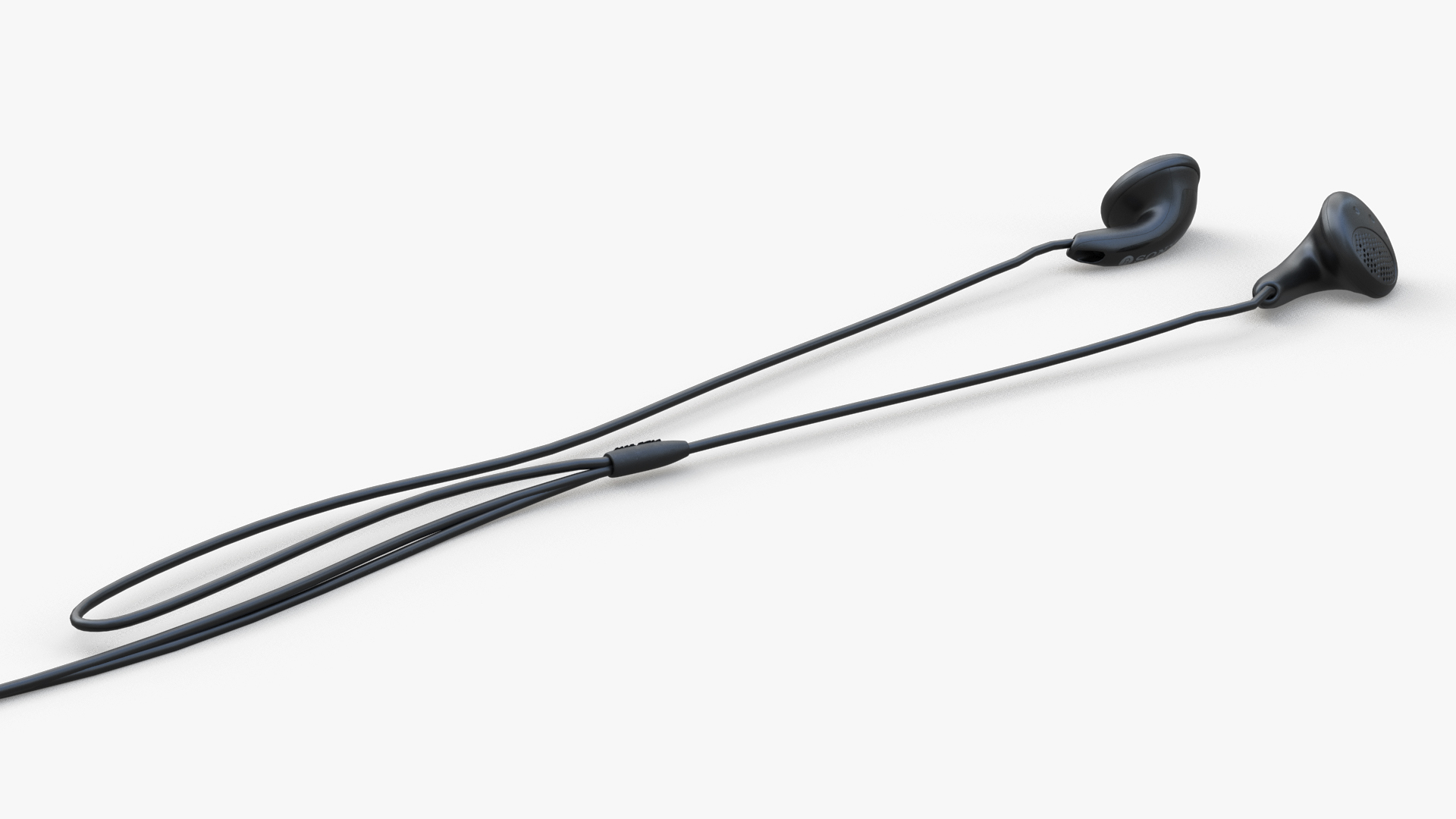 3D Sony Vintage In-Ear Headphones Straightened model