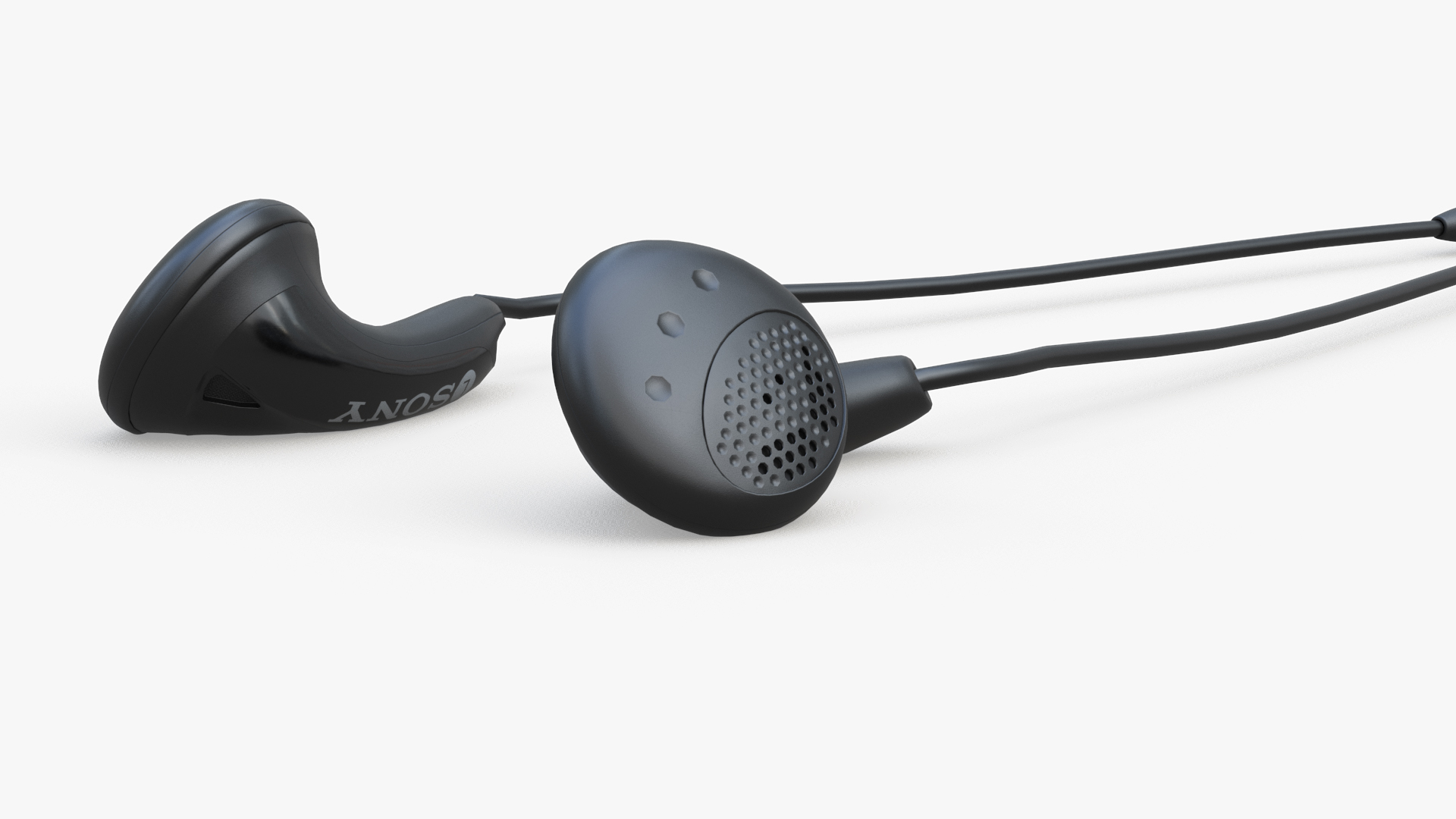 3D Sony Vintage In-Ear Headphones Straightened model